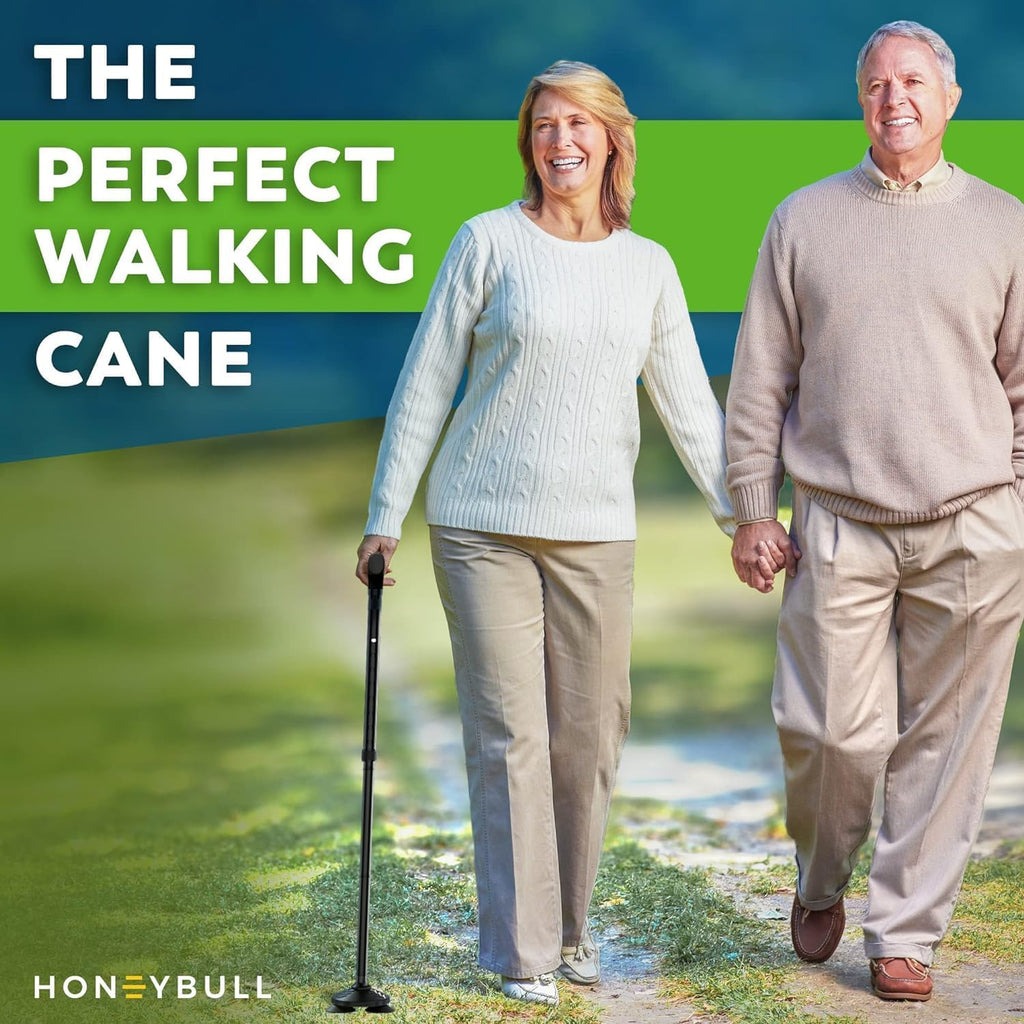 HONEYBULL Foldable Adjustable Walking Cane for Men & Women, All-Terrain Walking Stick

