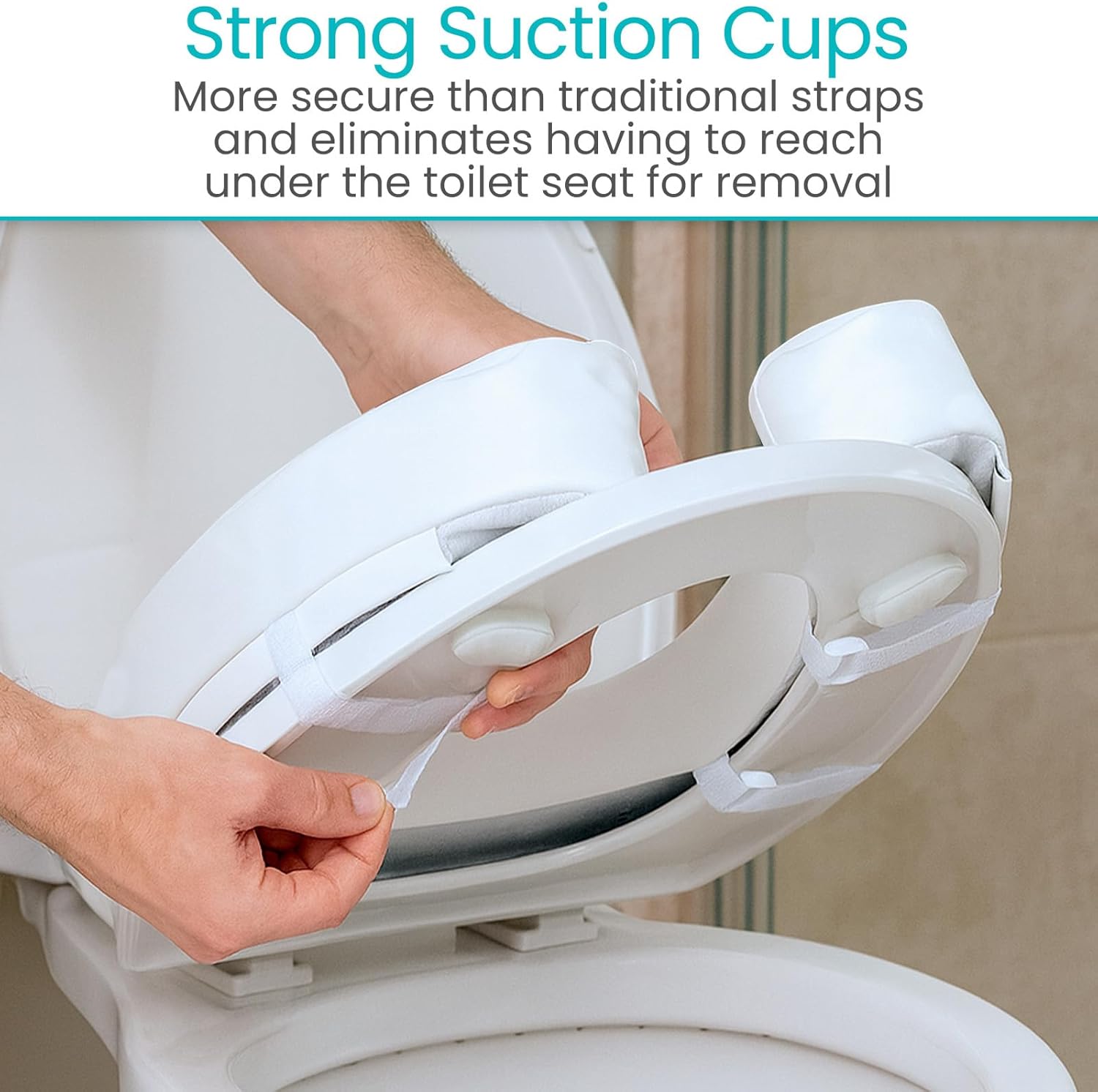 Vive Toilet Seat Pad for Elongated Standard Seats, Zippered Cover, Suction Attachment

