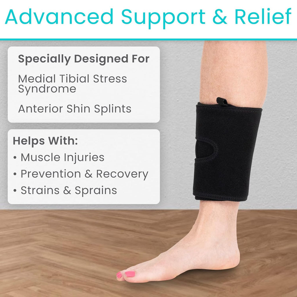 Vive Shin Splint Compression Wrap - Adjustable Brace for Lower Leg Support

