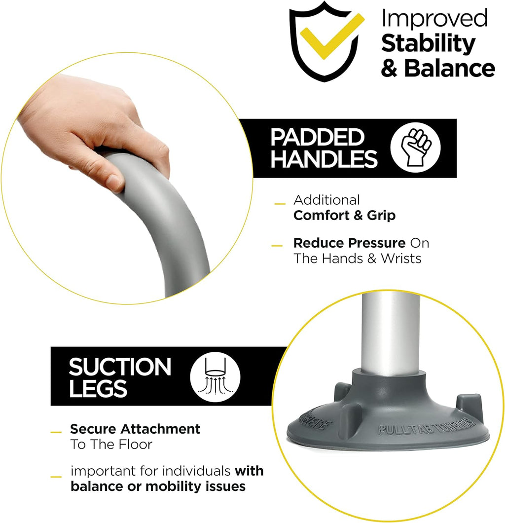 Medical King Toilet Safety Rail, Adjustable Grab Bar with Handles, Foldable Frame

