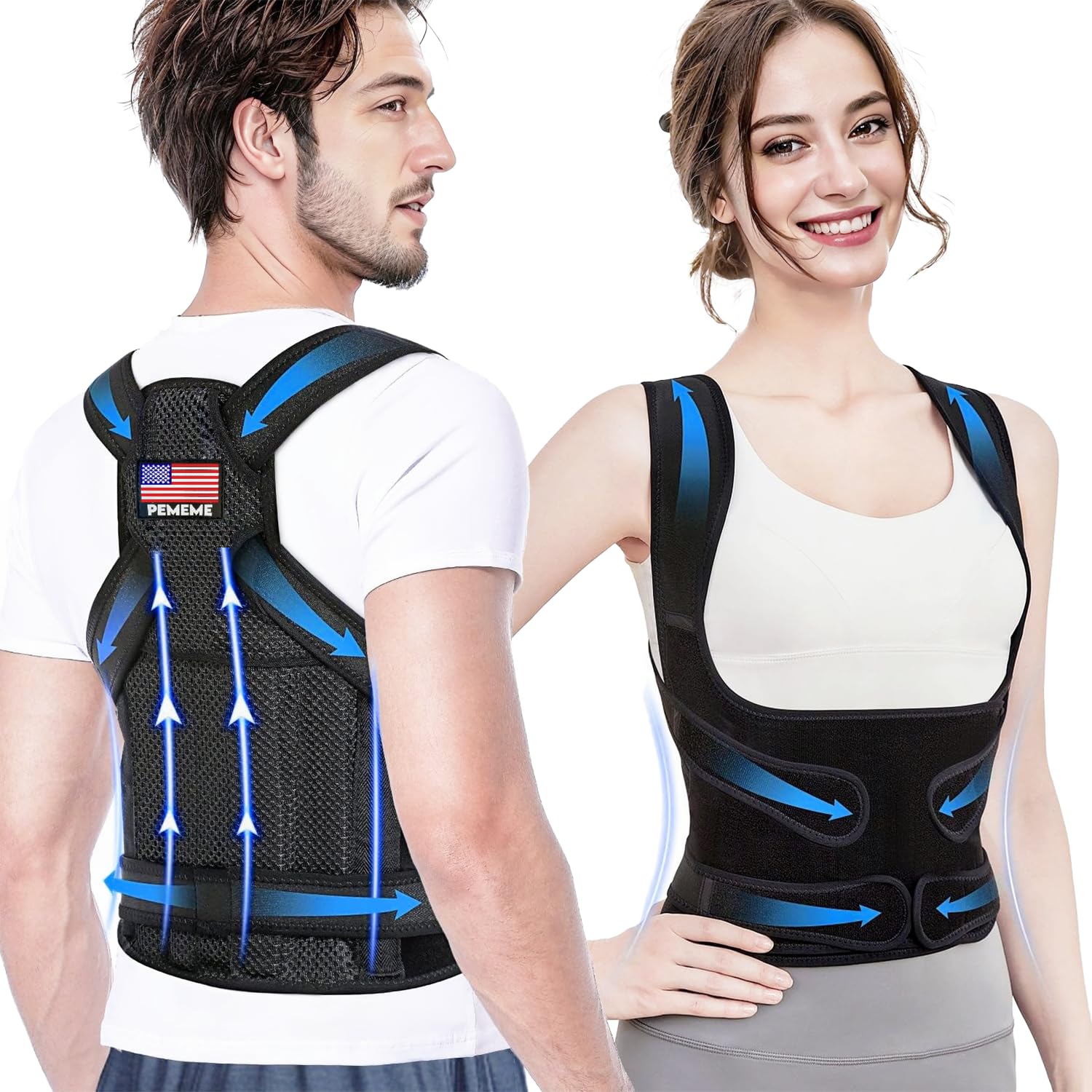 Posture Corrector for Women and Men, Adjustable Back Brace for Lumbar Support

