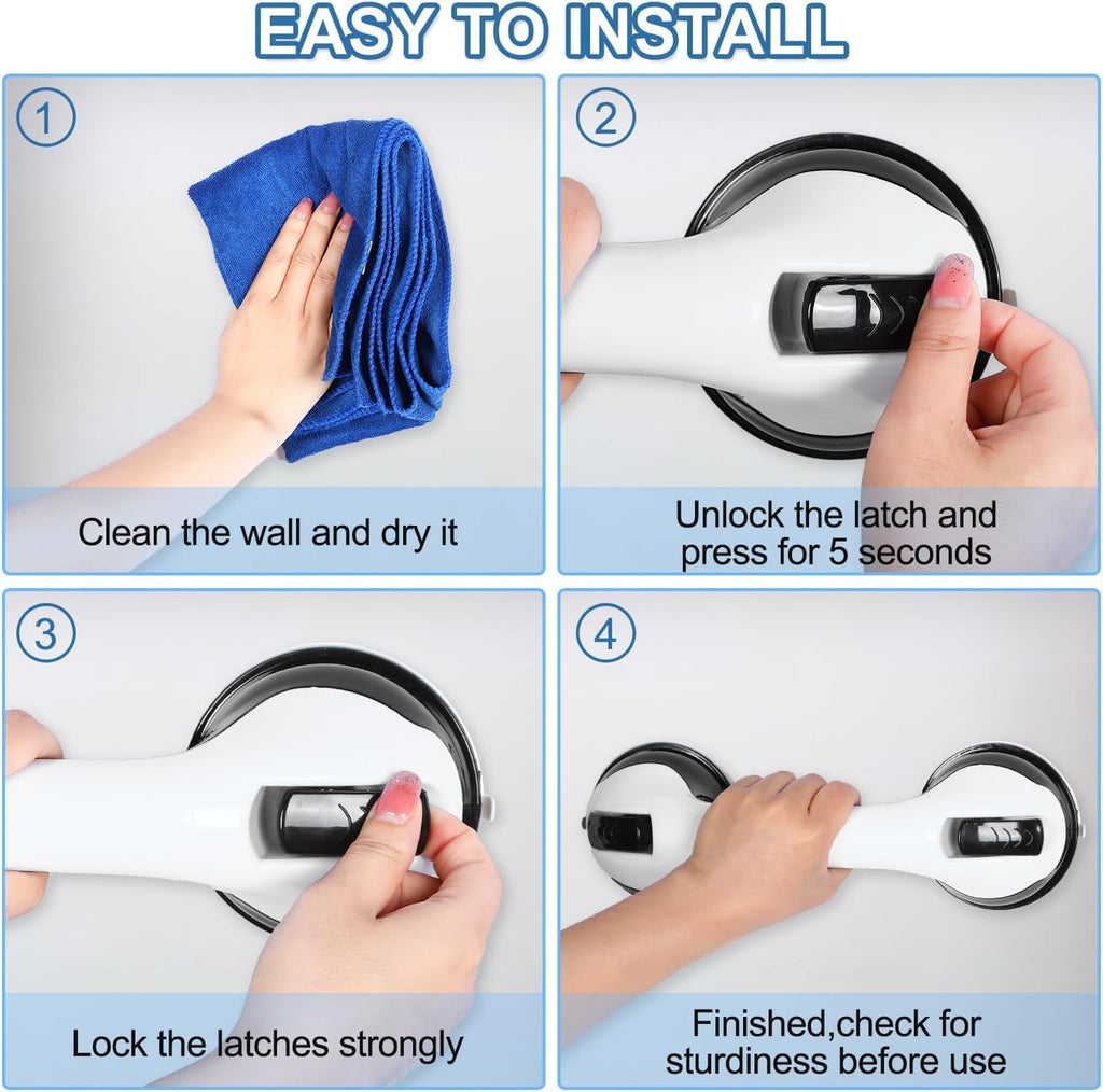 Grab Bars Suction Shower Handle for Bathtub and Shower, Non-Slip Safety Aid (2-Pack)

