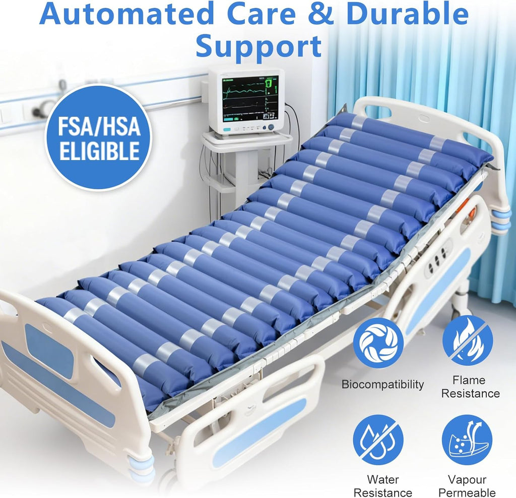 Alternating Air Pressure Mattress Topper for Bed Sores Relief, Quiet Pump, Twin

