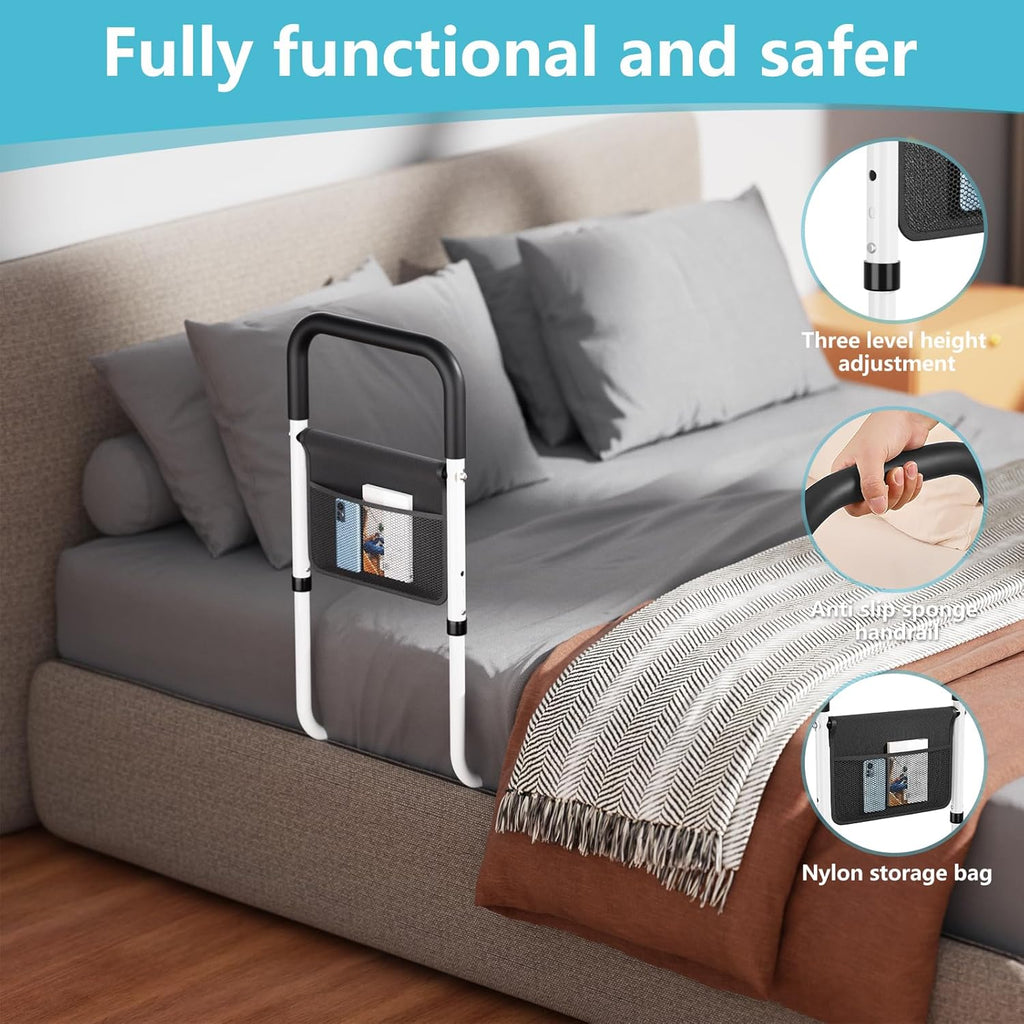 Hopelight Adjustable Bed Rail Support Handle with Storage Pouch for Bed Mobility

