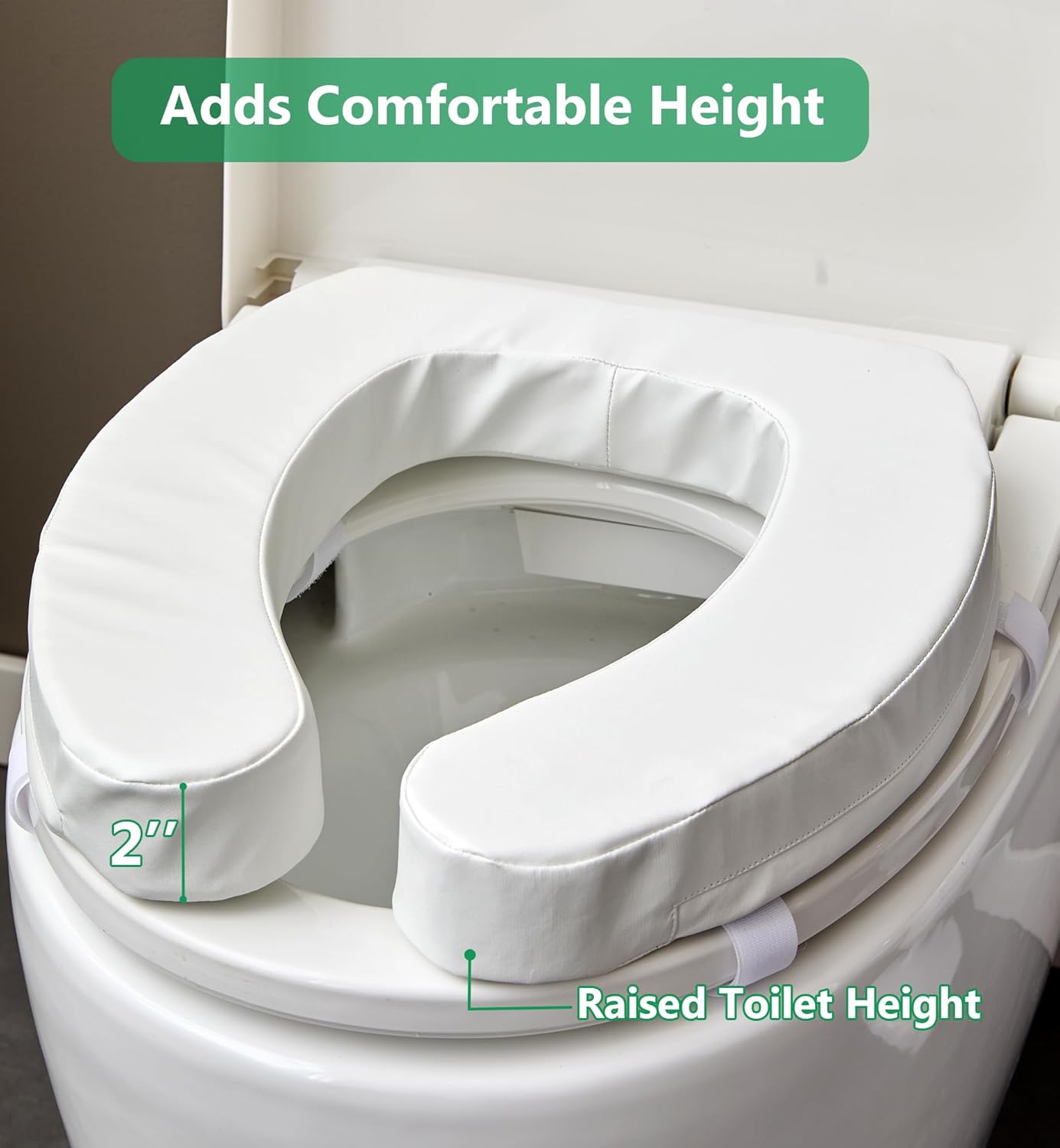 Toilet Seat Riser Cushion for Seniors, Soft Foam Padded Bathroom Seat Elevator

