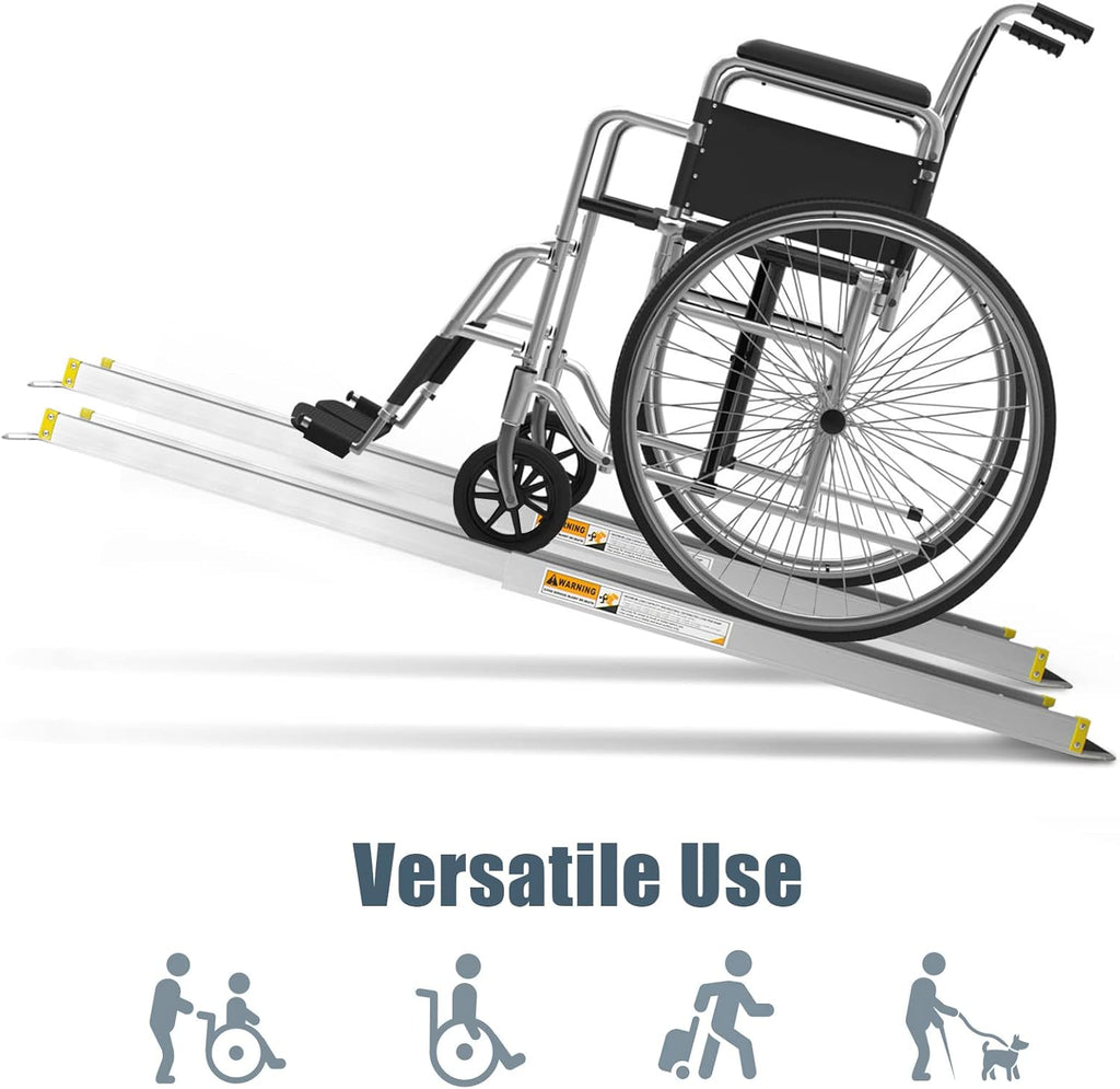 Goplus Adjustable Portable Wheelchair Ramp Aluminum Telescopic Non-Skid Home Doorway

