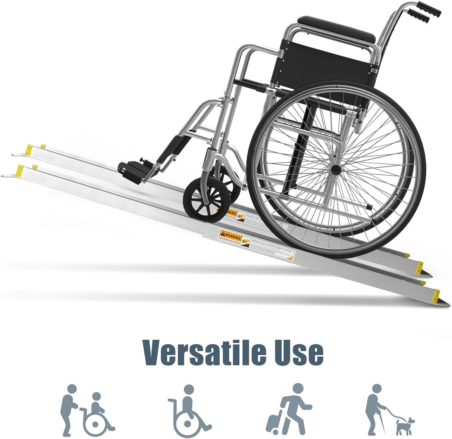Goplus Adjustable Portable Wheelchair Ramp Aluminum Telescopic Non-Skid Home Doorway

