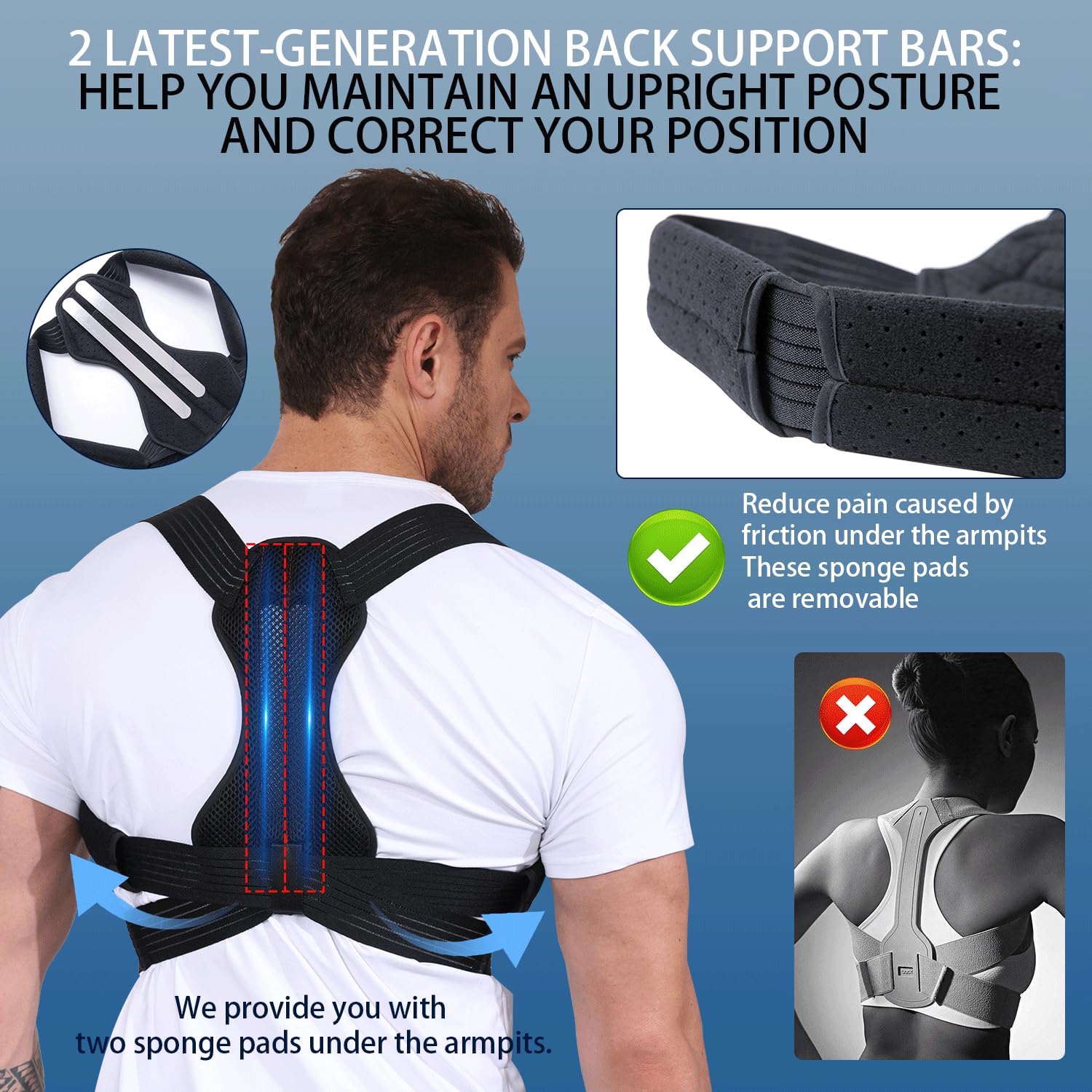 Luckela Posture Corrector Back Brace for Men and Women, Adjustable Support

