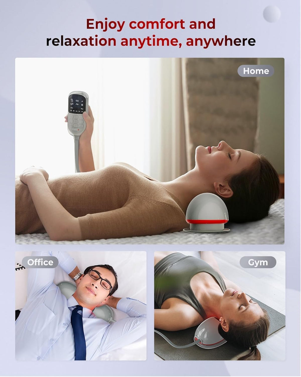 FliKEZE Heated Neck Stretcher with Red Light Therapy, Cervical Traction Device

