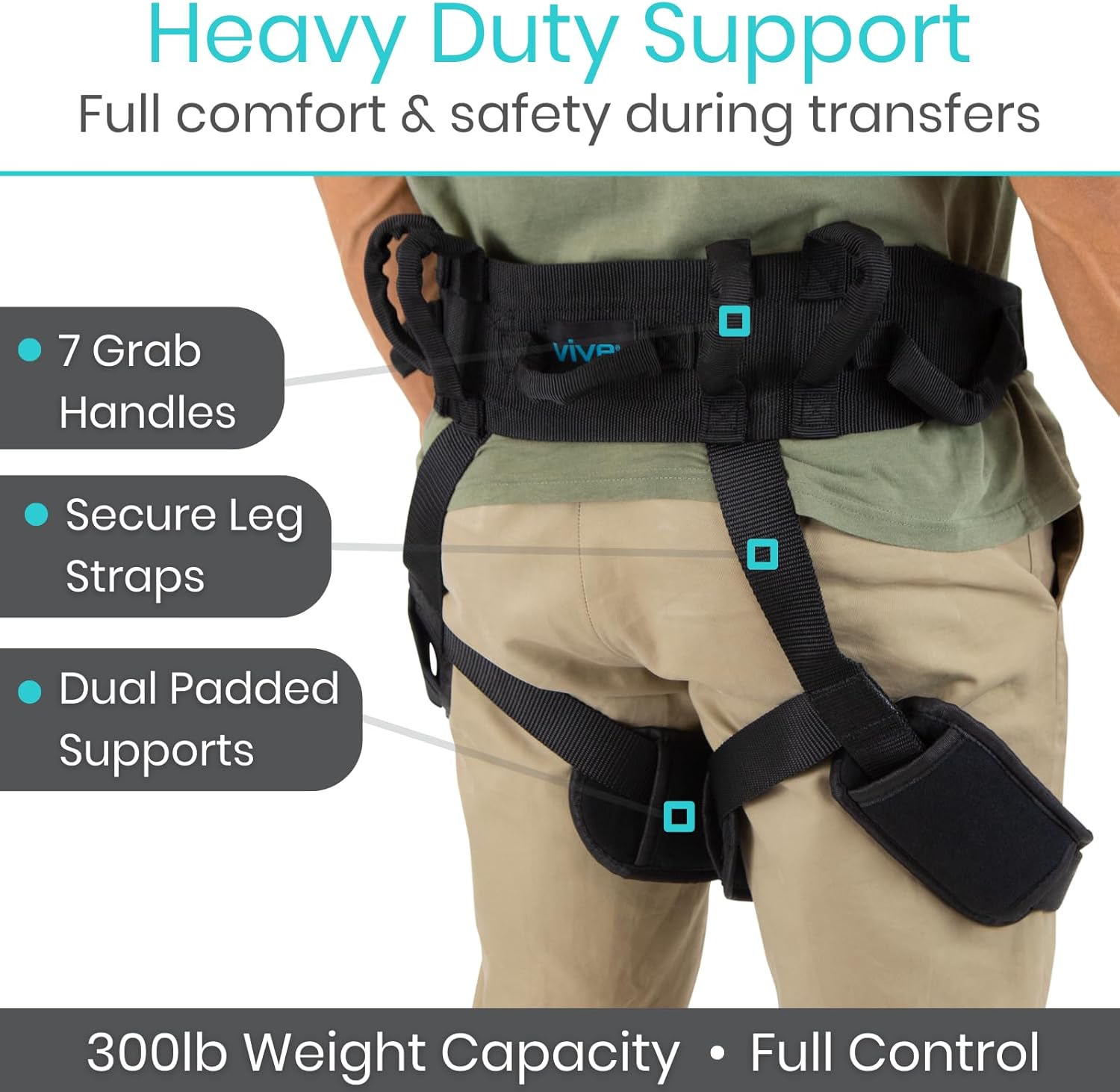 Vive Gait Mobility Assist Strap Handles for Bed to Wheelchair Patient Lifts

