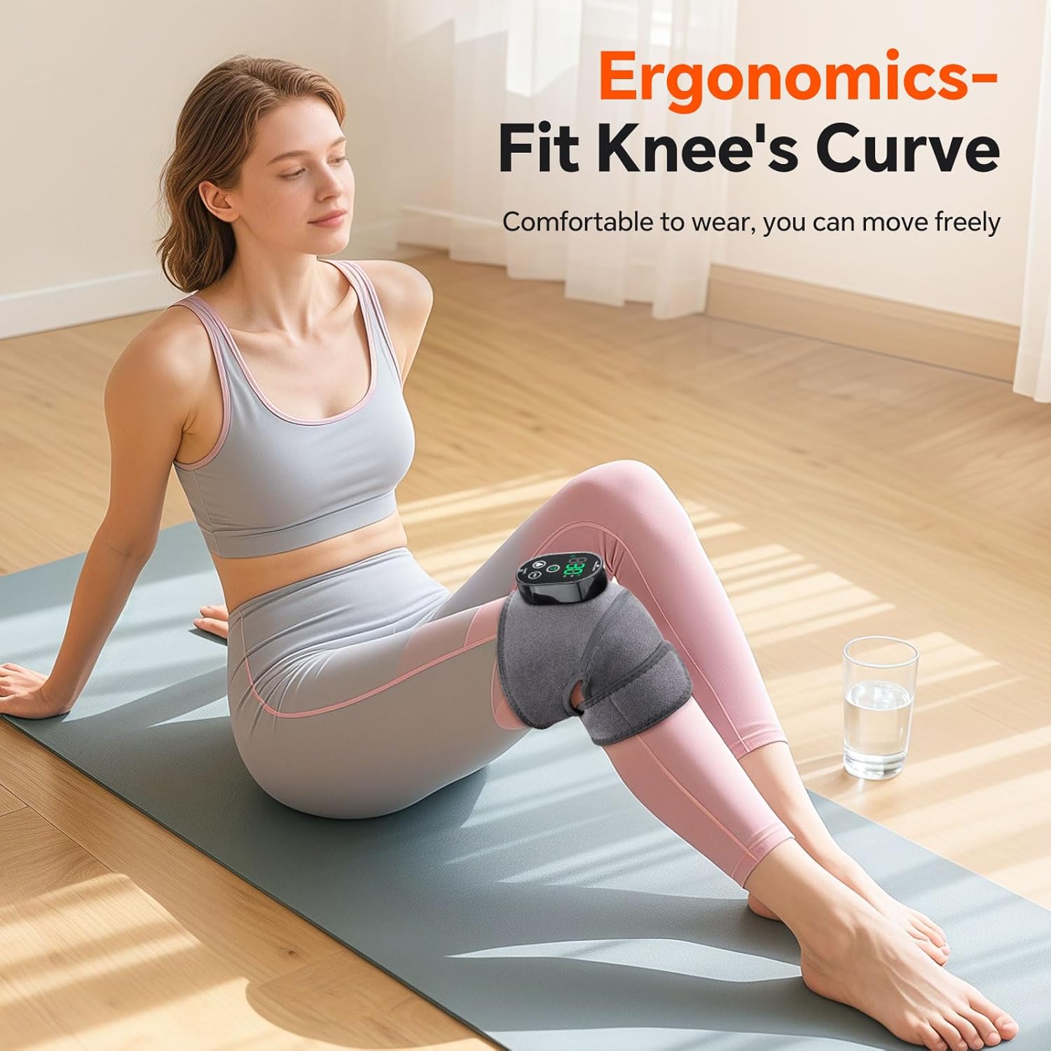 Cordless Heated Knee Massager with Heat, Vibration, Timer for Knee Pain Relief


