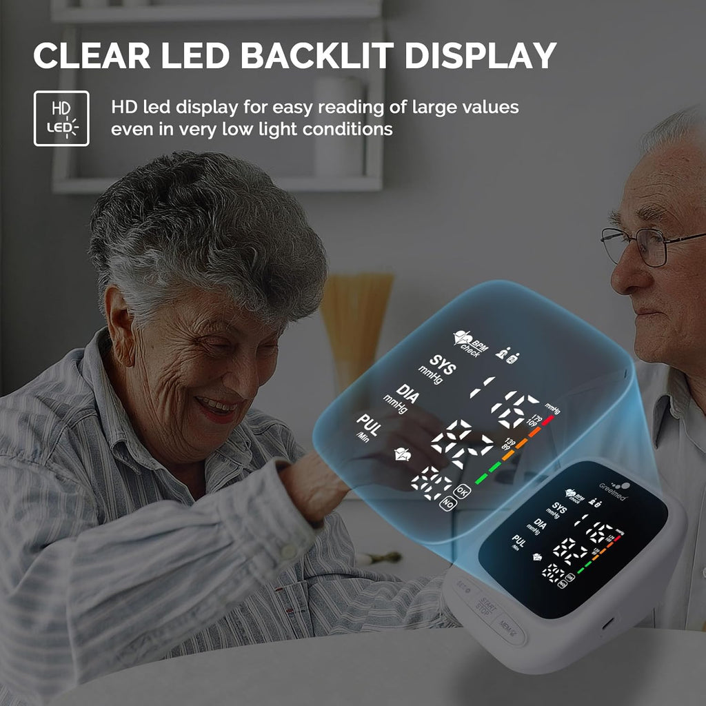 Upper Arm Automatic Blood Pressure Monitor with Talking Display and Rechargeable Battery

