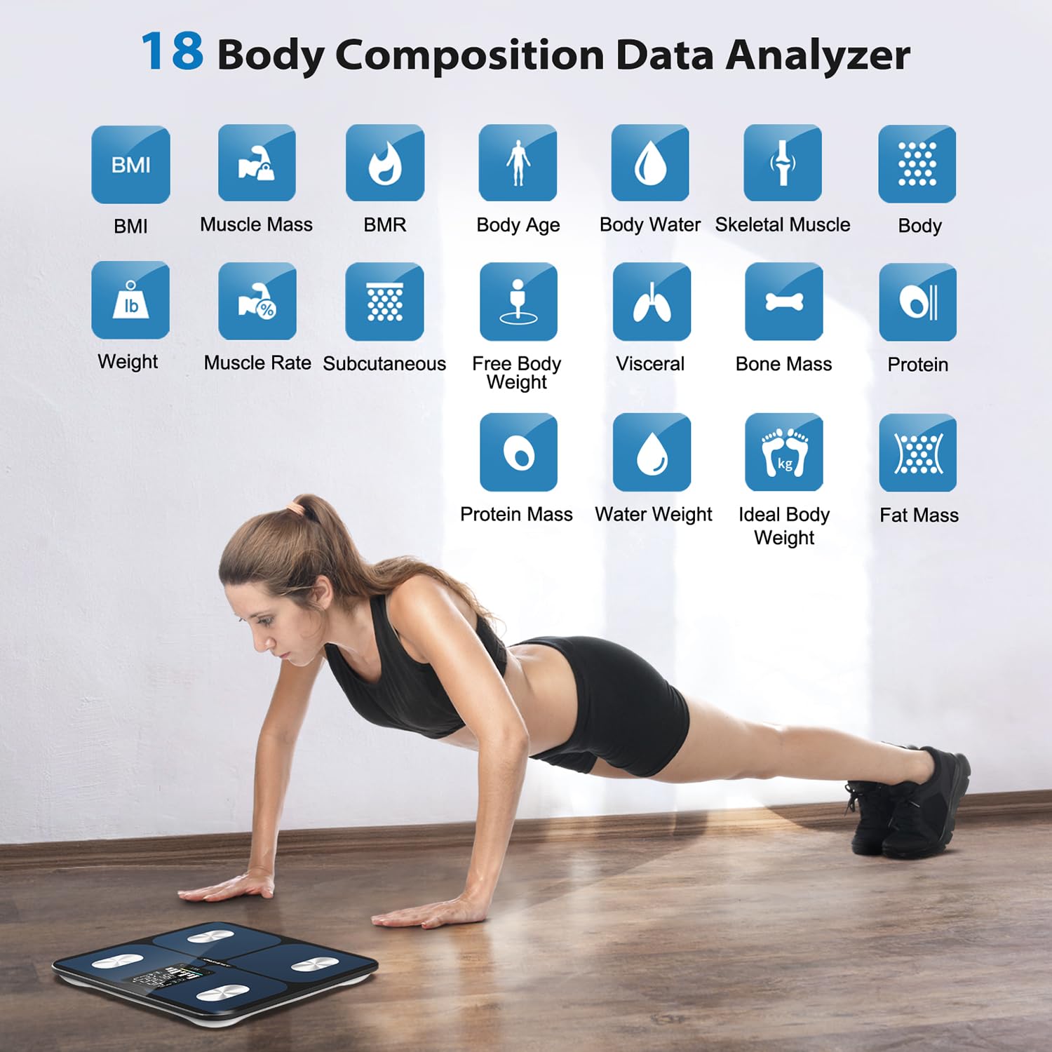 ABLEGRID Smart Bathroom Scale Digital Body Fat, BMI, LED Trend Display, App-Free

