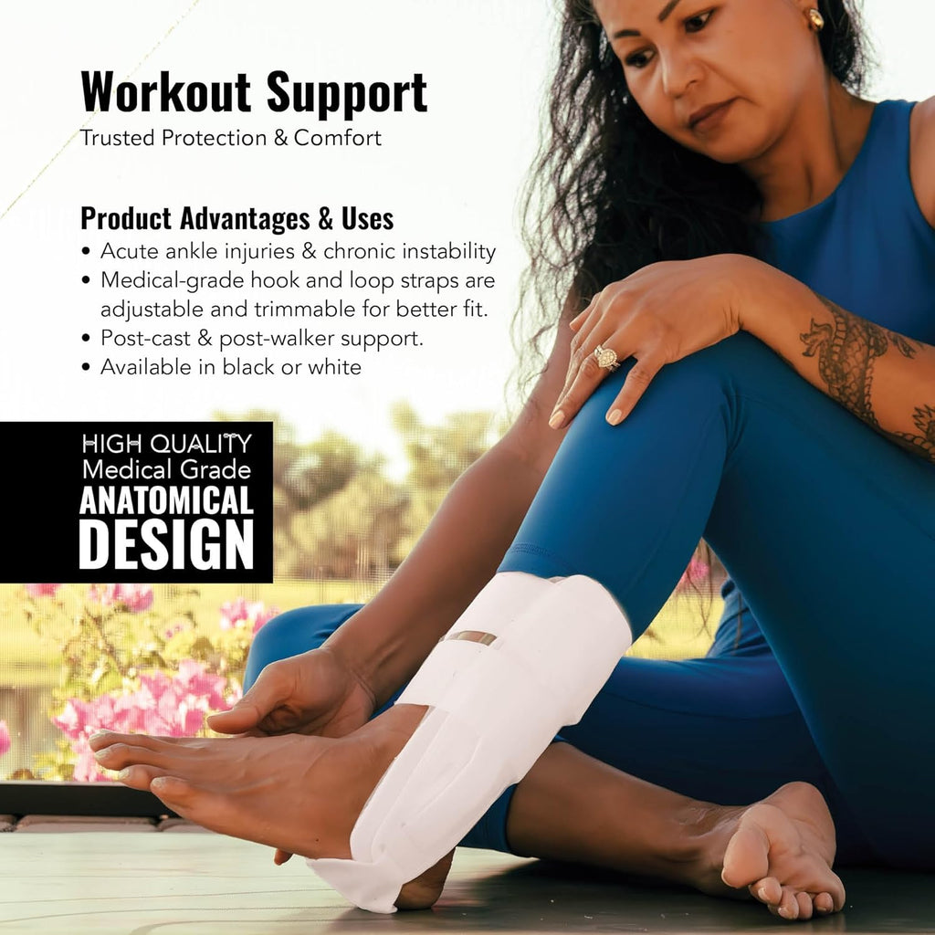 AnklePro Air Cushion Stirrup Ankle Stabilizer Brace, 3-Strap Rigid Support

