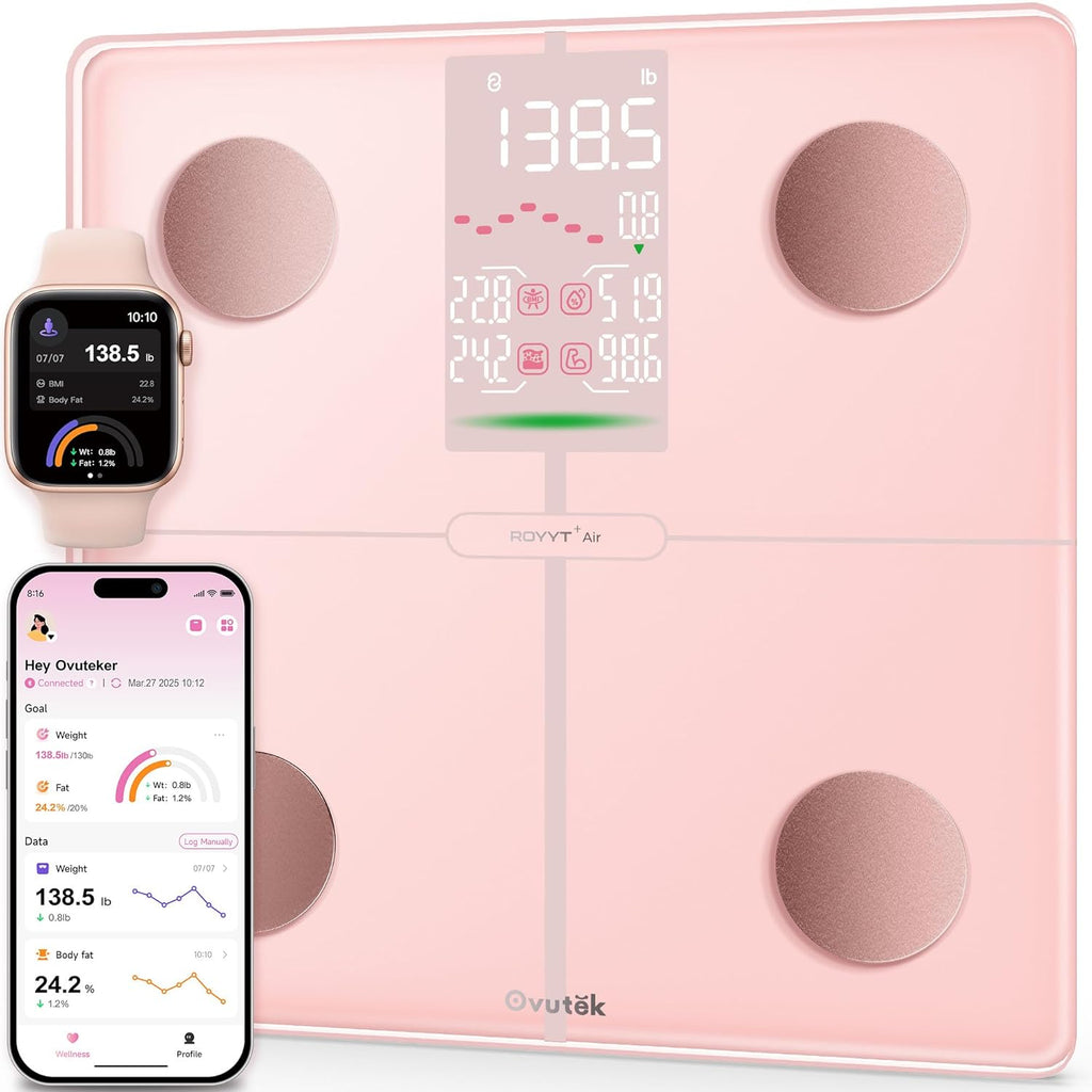 Ovutek Smart Body Weight Scale with BMI, Body Fat, Muscle Mass, Bluetooth App Sync

