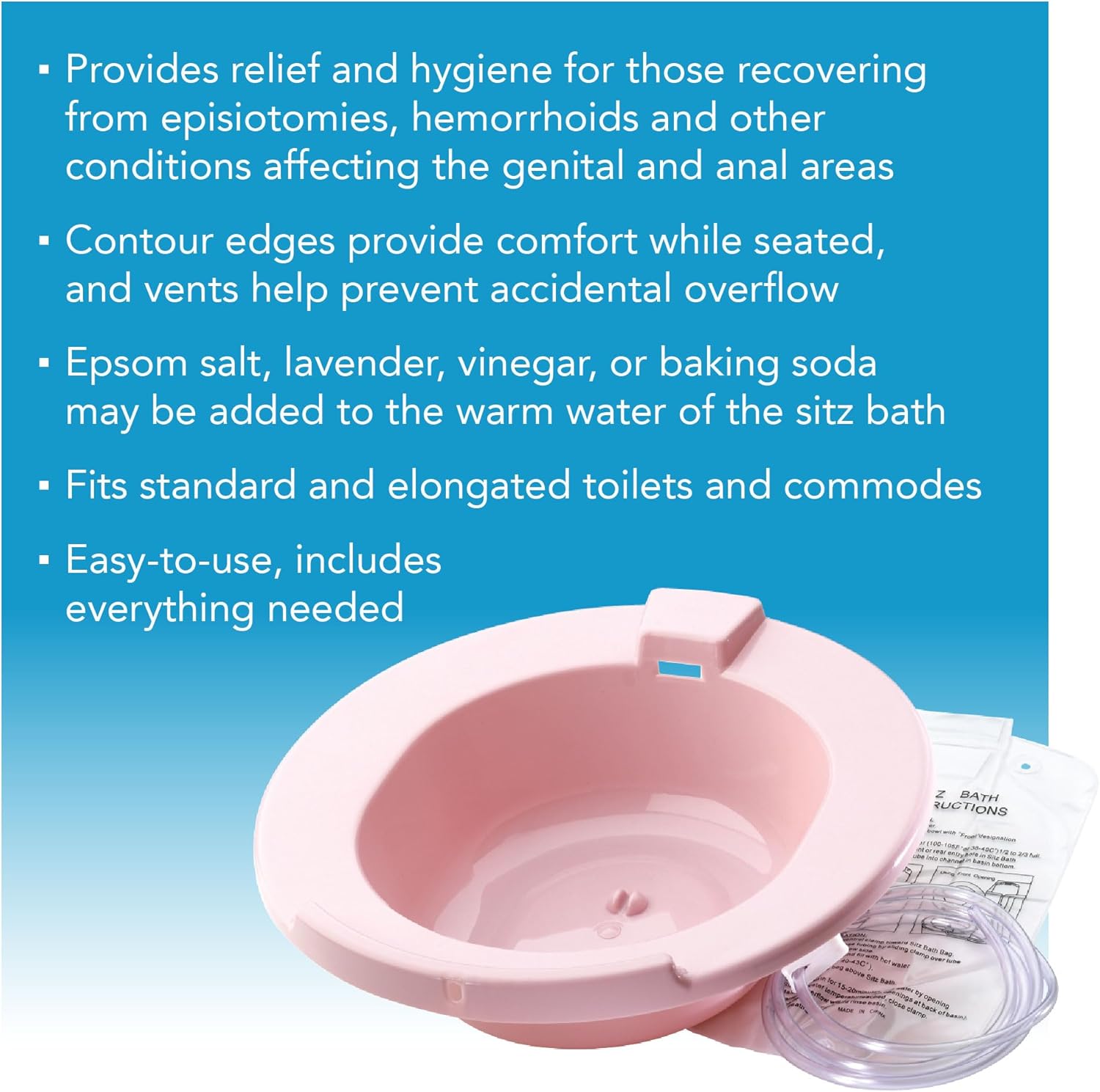 Carex Sitz Bath Over-the-Toilet Perineal Soaking Bath for Hemorrhoids and Episiotomy


