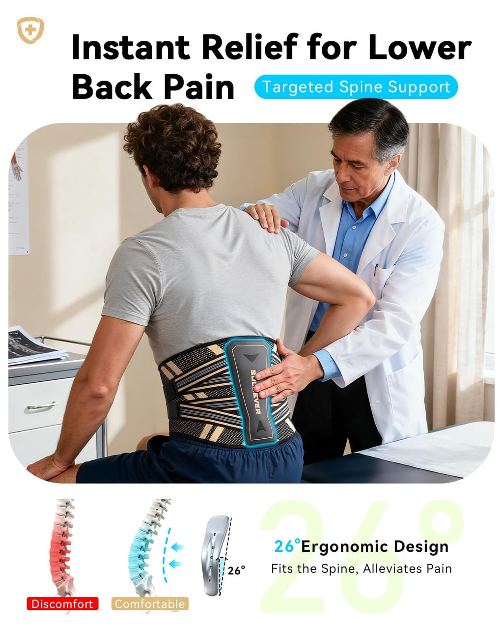 Ultra-Breathable Lumbar Support Belt with Copper Infused Bionic Brace for Sciatica

