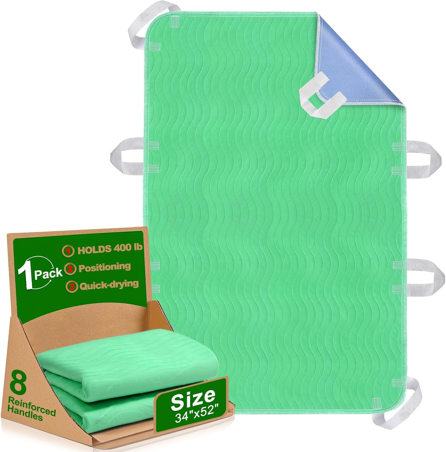 Positioning Bed Pad with Handles Waterproof Washable Reusable Bed Pad for Elderly

