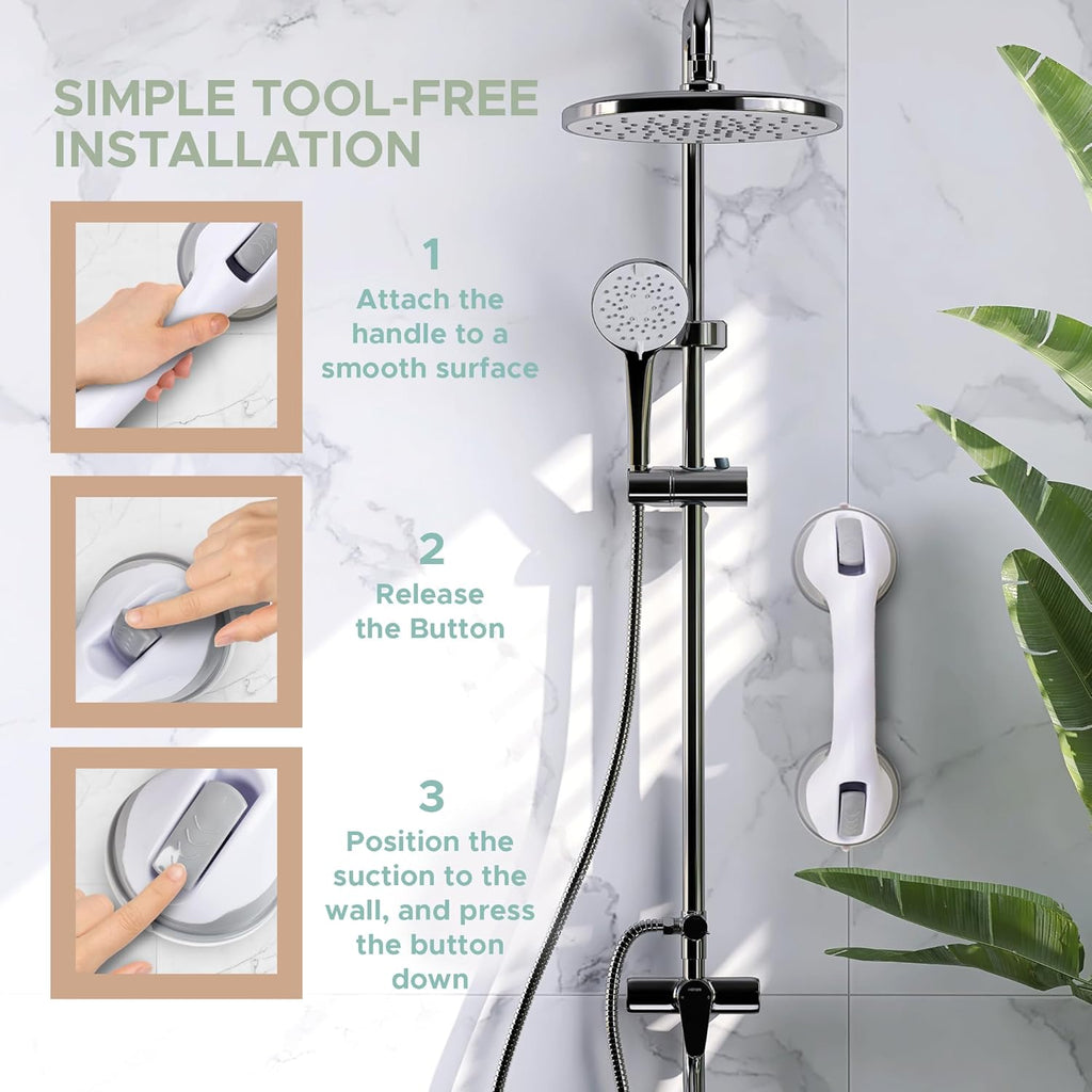 Grab Bars for Bathtubs and Showers Suction Handle Heavy Duty Removable

