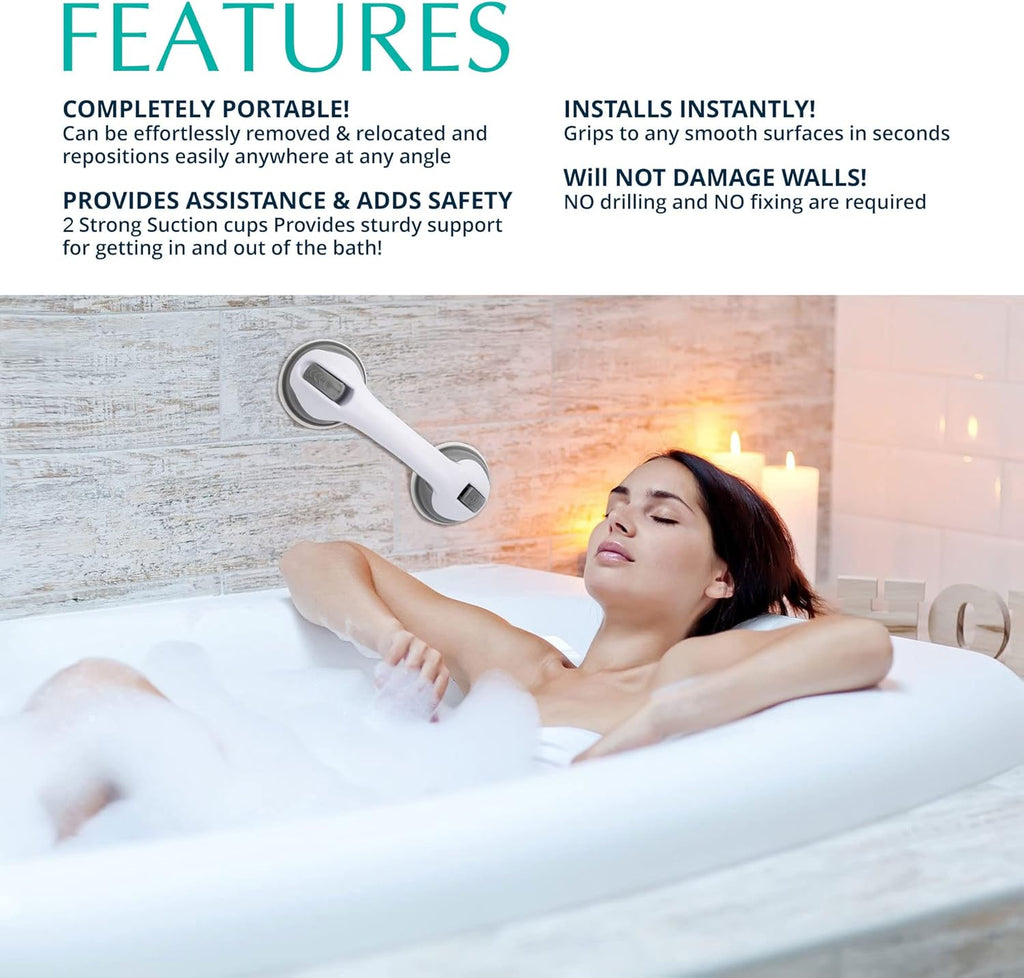 Grab Bars for Bathtub and Shower Wall-Mounted Suction Handles for Seniors

