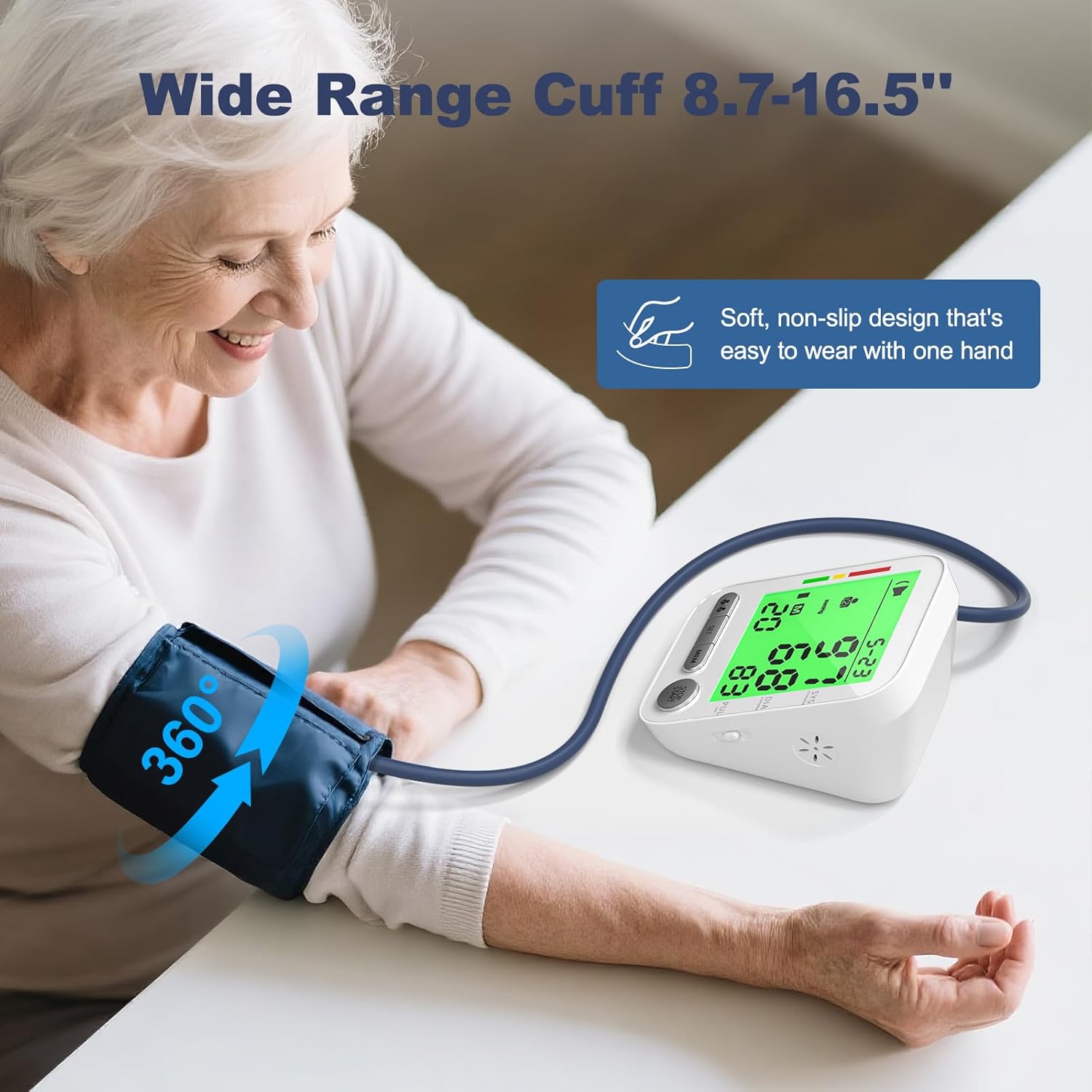 Upper Arm Digital Blood Pressure Monitor, Electronic Sphygmomanometer with LCD

