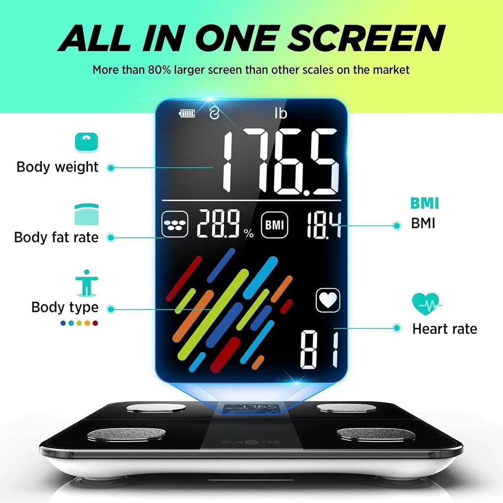 RunStar Smart Scale Digital Bathroom Scale for Body Fat, BMI & Heart Rate

