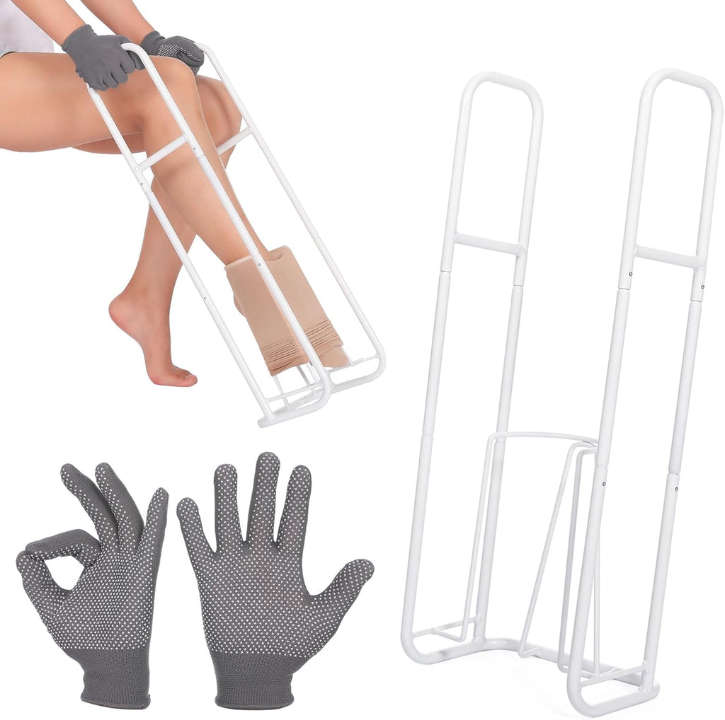 Compression Sock Aid Device with Adjustable Handles and Leg Lift System

