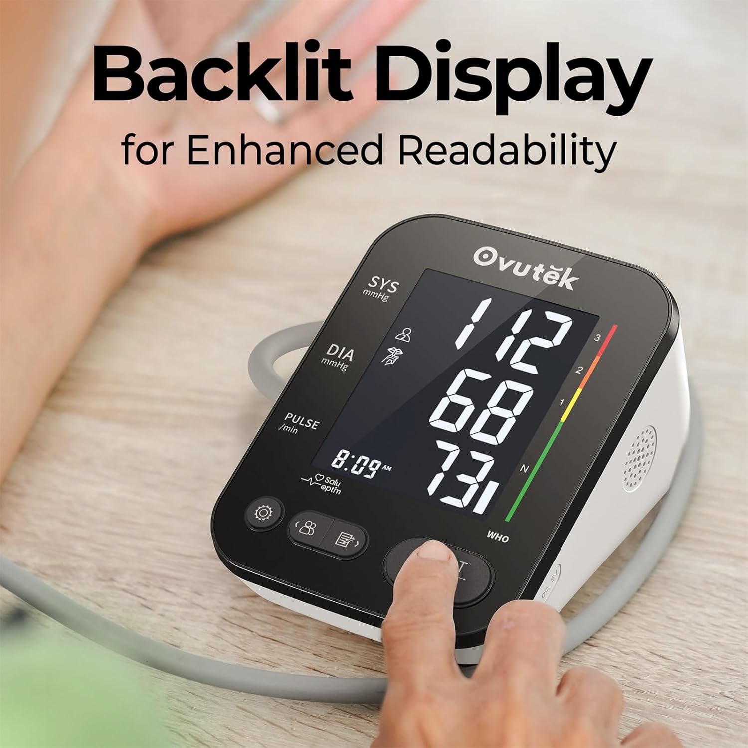 Ovutek Upper Arm Automatic Digital Blood Pressure Monitor with Backlit Display

