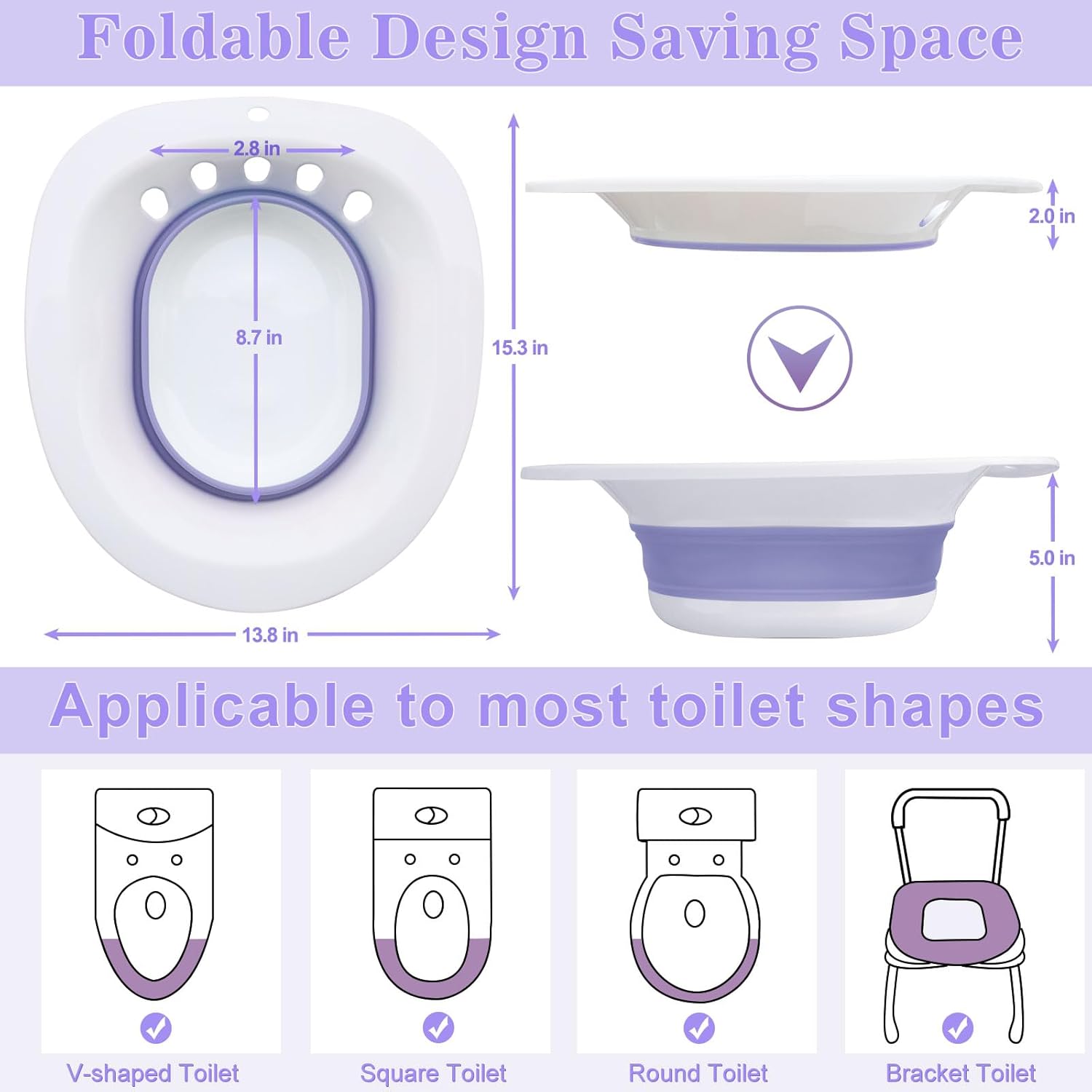 RUGUO Electric Sitz Bath for Toilet Seat, Automatic Flushing Soak Tub Kit

