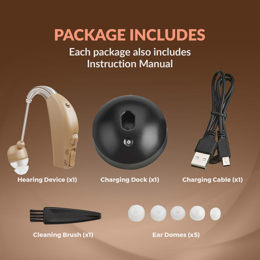 MEDca Rechargeable Behind-Ear Hearing Amplifier with Rapid Charger and Noise Reduction

