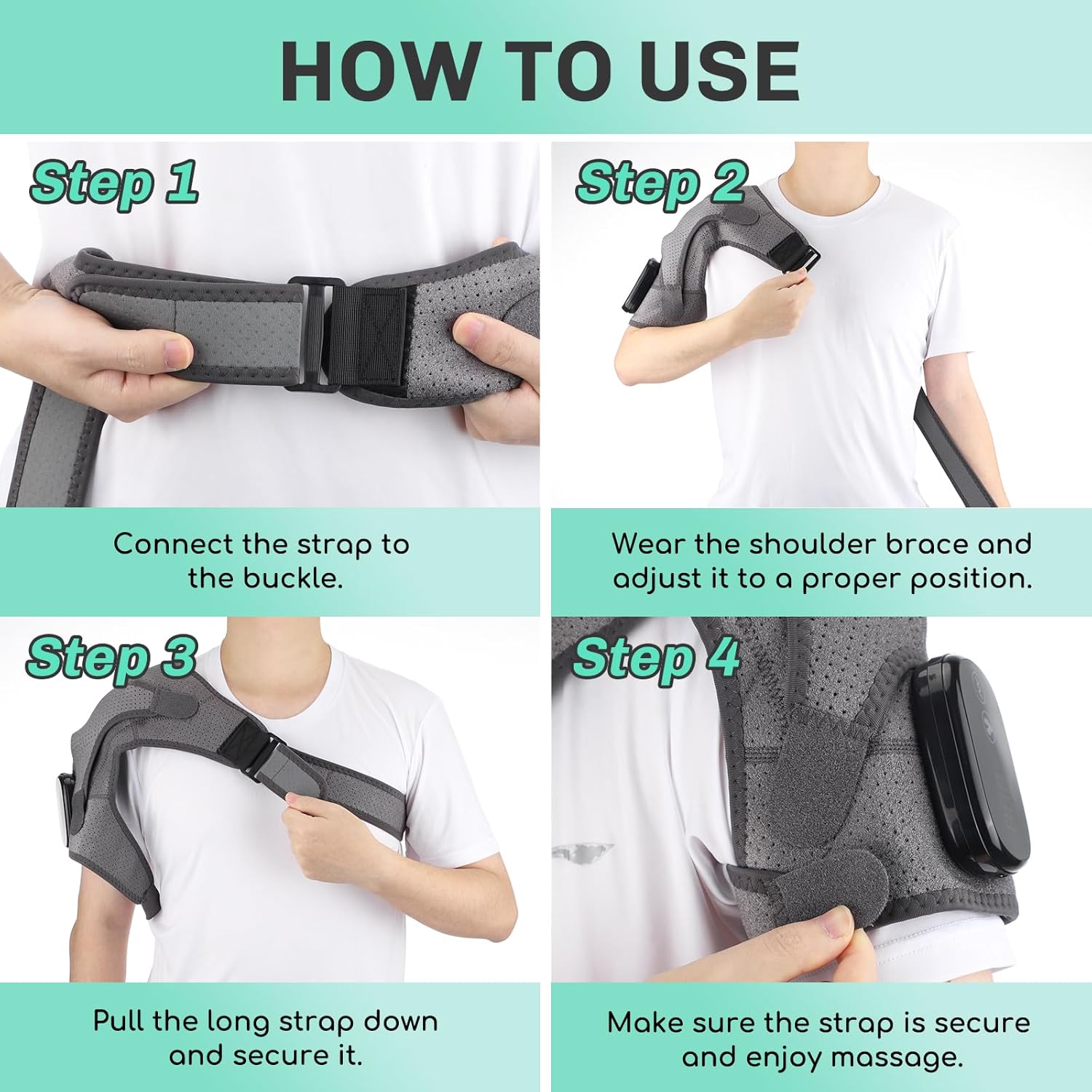 Cordless Shoulder Heating Pad with Massage for Rotator Cuff Pain, Rechargeable Battery

