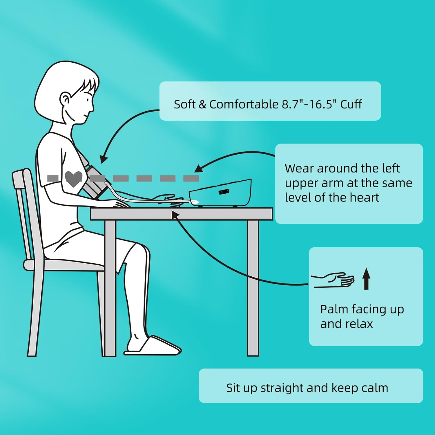 Auto Upper Arm Blood Pressure Monitor with Voice Reading, Backlit LCD, Adjustable Cuff

