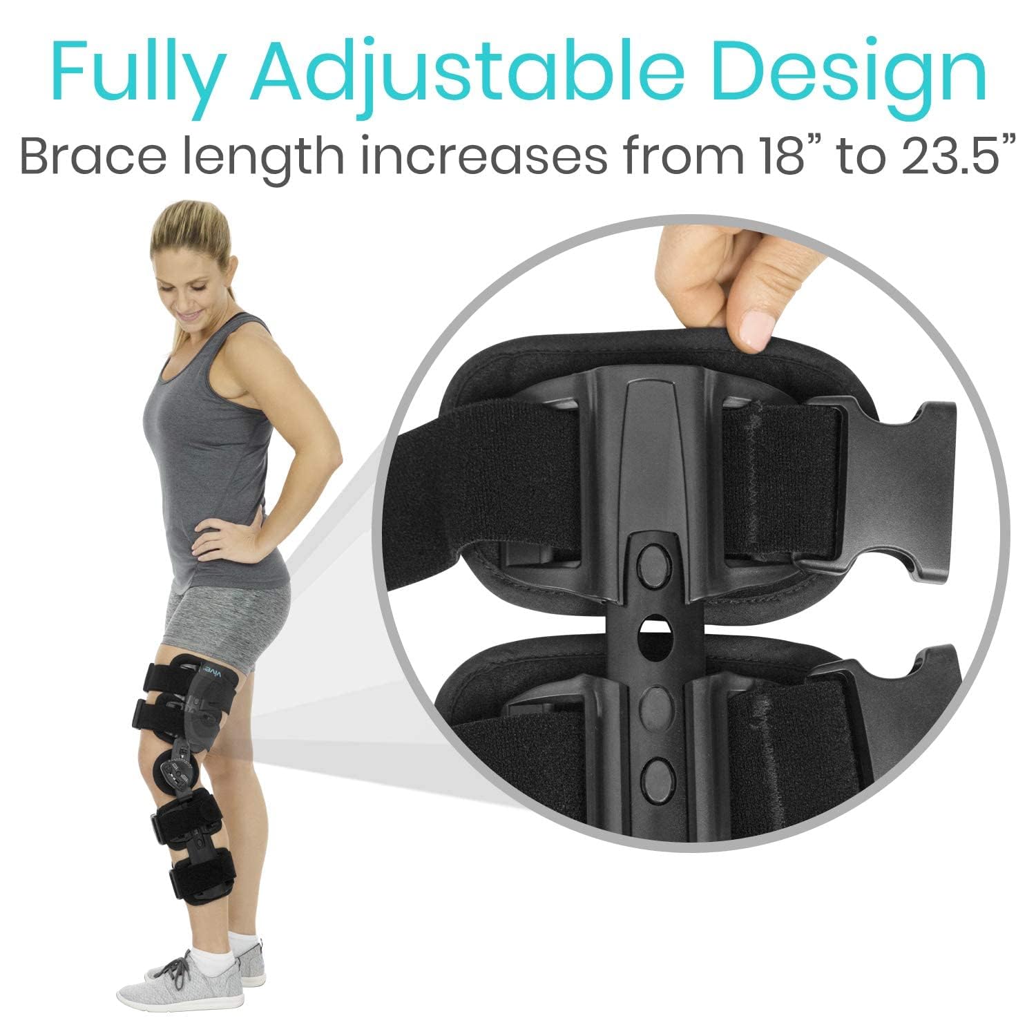 Vive ROM Hinged Knee Brace with Range of Motion Control for ACL, MCL, PCL Injuries

