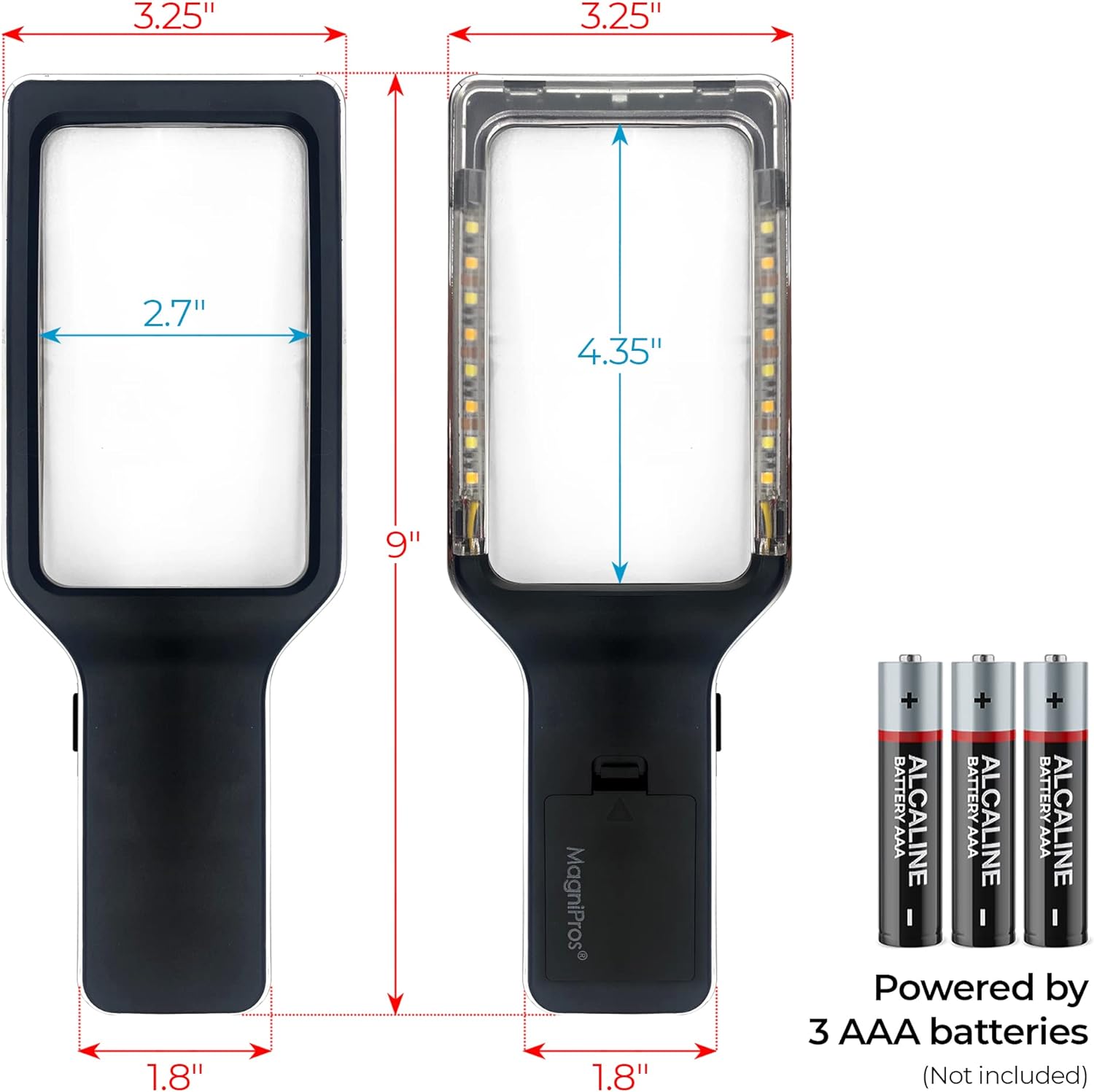 MAGNIPROS Patented 6X Magnifying Glass with 3 Light Modes Anti-Glare Lens

