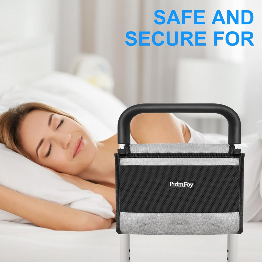 Height-Adjustable Bed Rails for Seniors with Safety Grip and Support Feet


