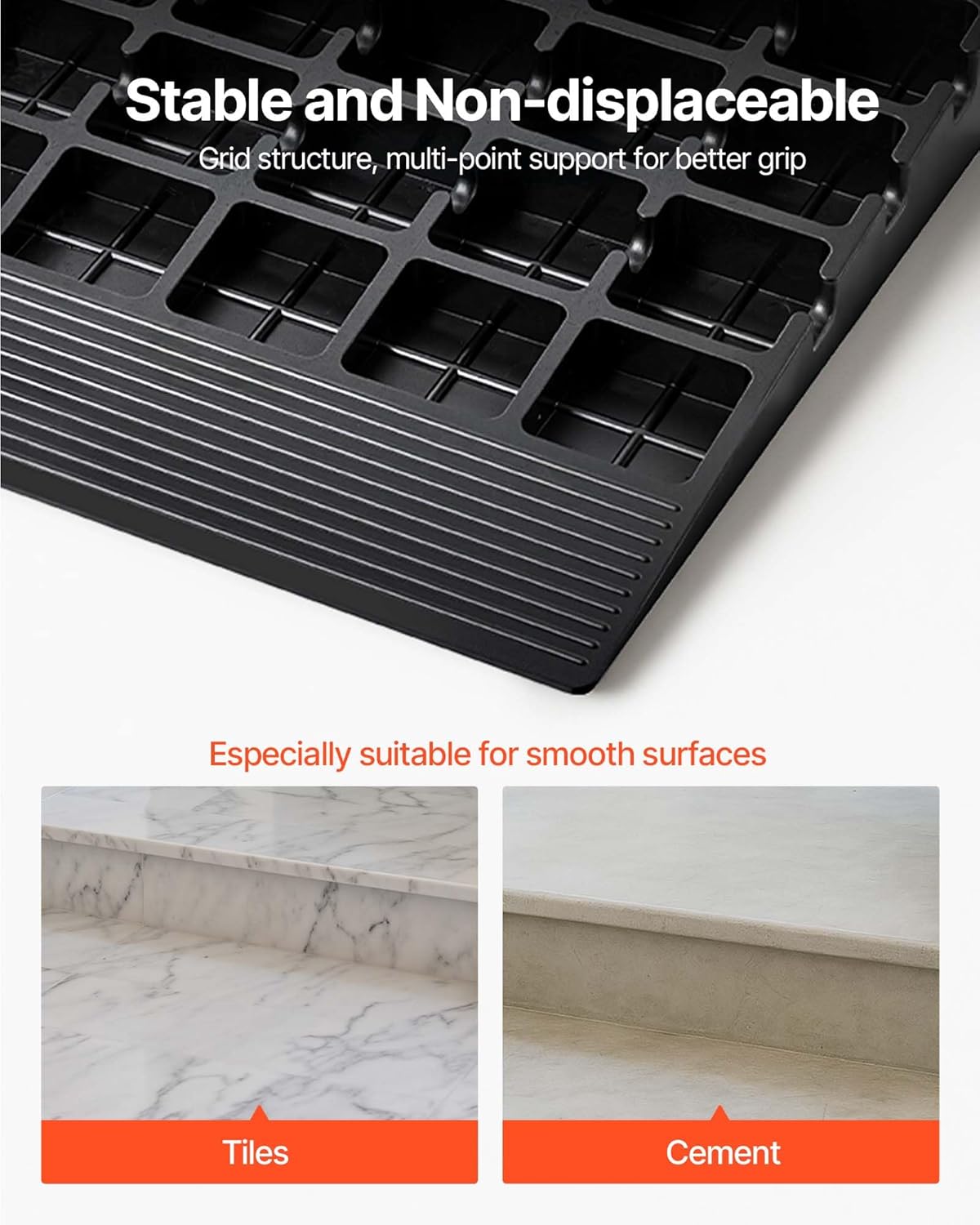 VEVOR Rubber Threshold Ramp with Cable Cord Cover, No-Slip Doorway Curb Ramp

