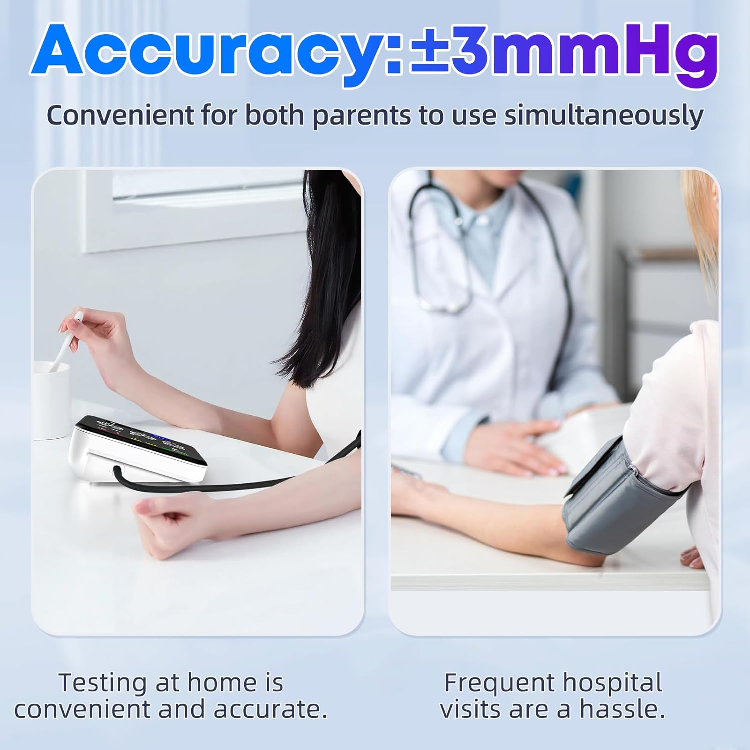 Upper Arm Blood Pressure Monitor for Home Use, Rechargeable, Voice, Large Screen


