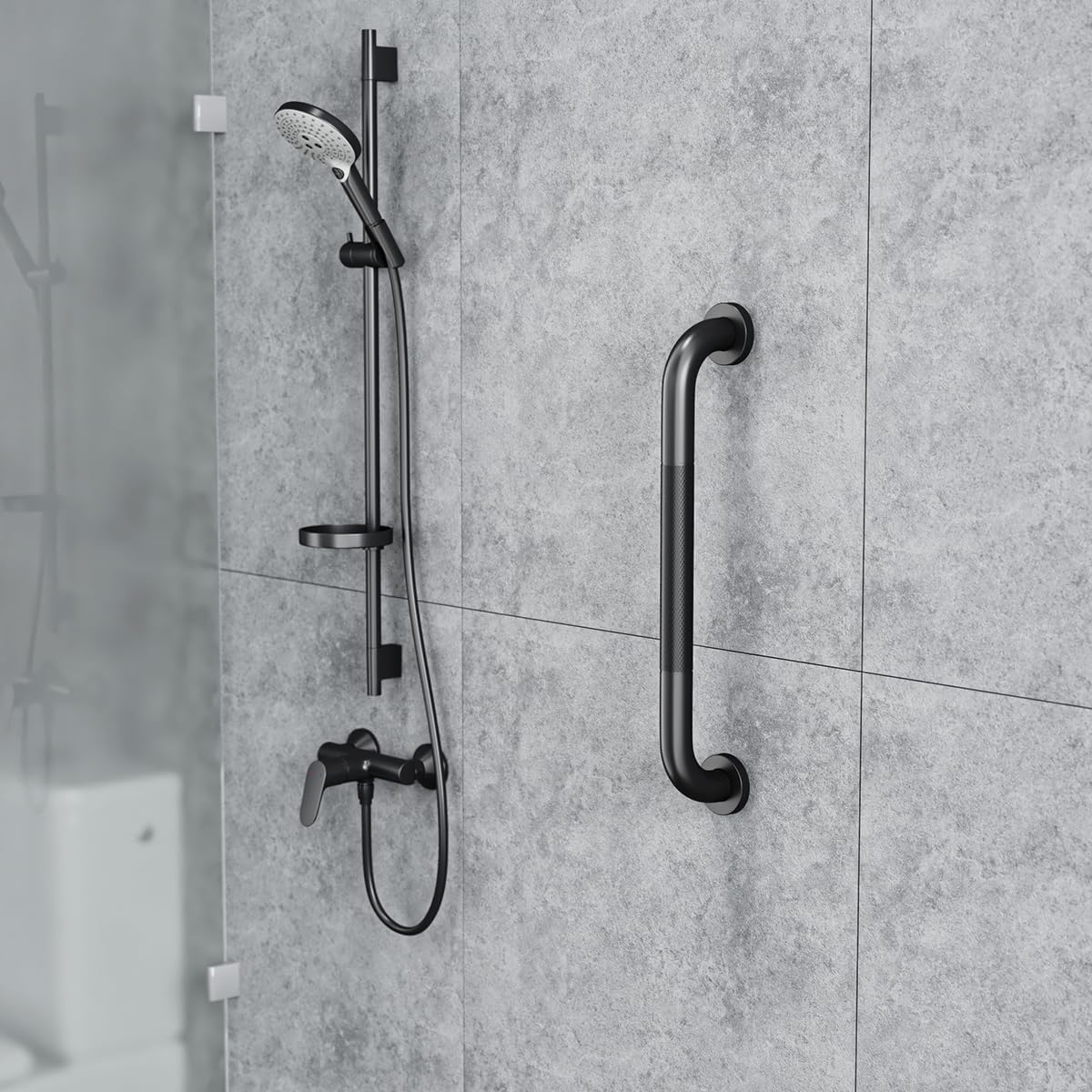 FANHAO 2-Pack Shower Grab Bar 16 in Stainless Steel Anti-Slip Knurled Grip

