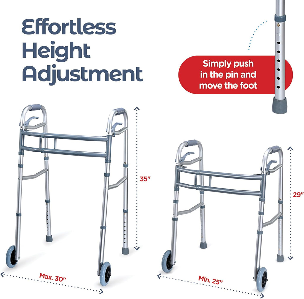 Medical King Walkers for Seniors with Wheels, Aluminum Lightweight Rolling Walker


