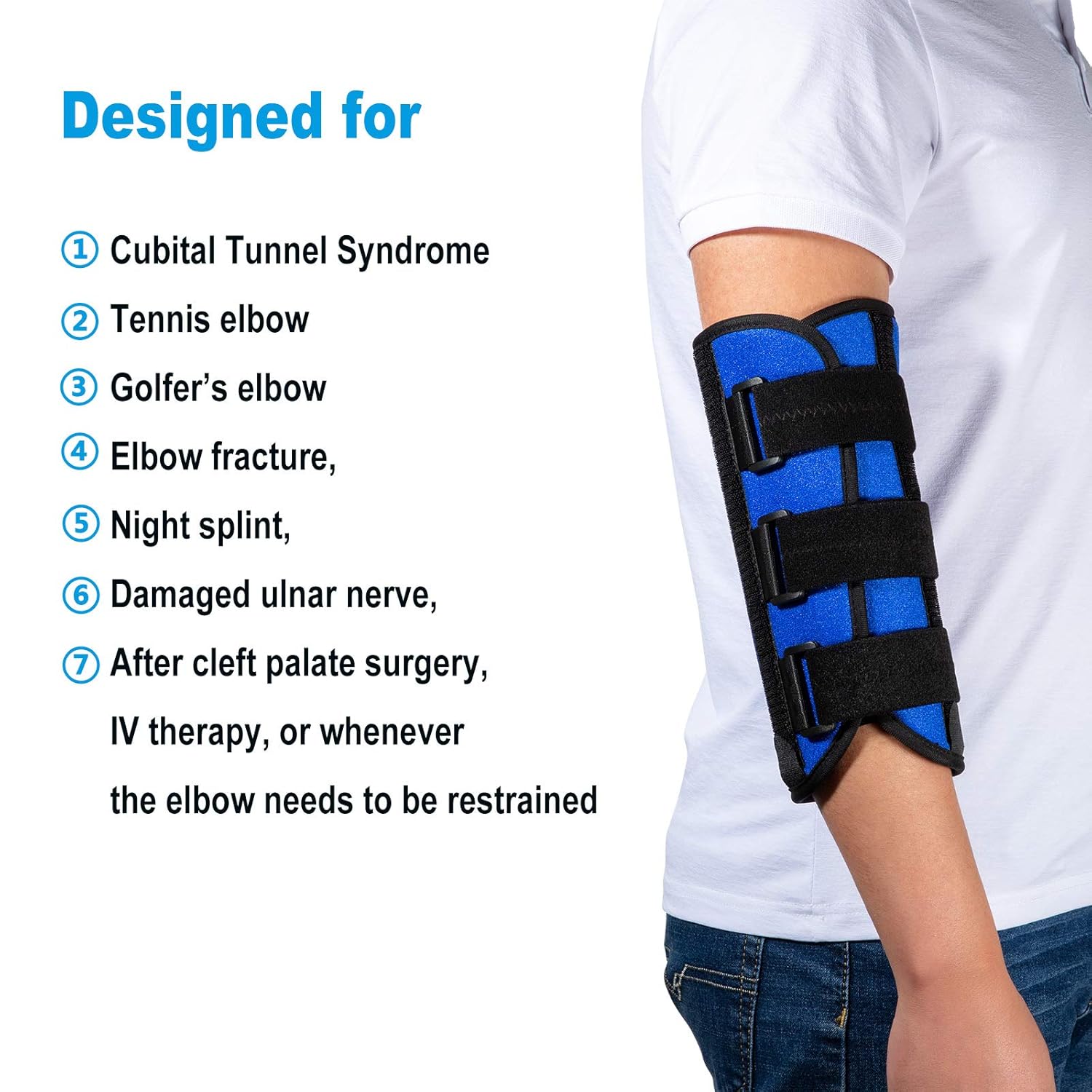 Sylong Elbow Night Splint Brace for Cubital Tunnel Syndrome Ulnar Nerve Support


