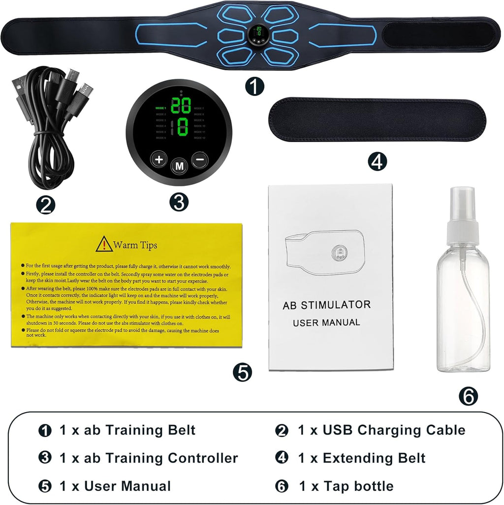 FDA Cleared TENS/EMS Muscle Stimulator for Abs, Electronic Ab Trainer for Home Gym

