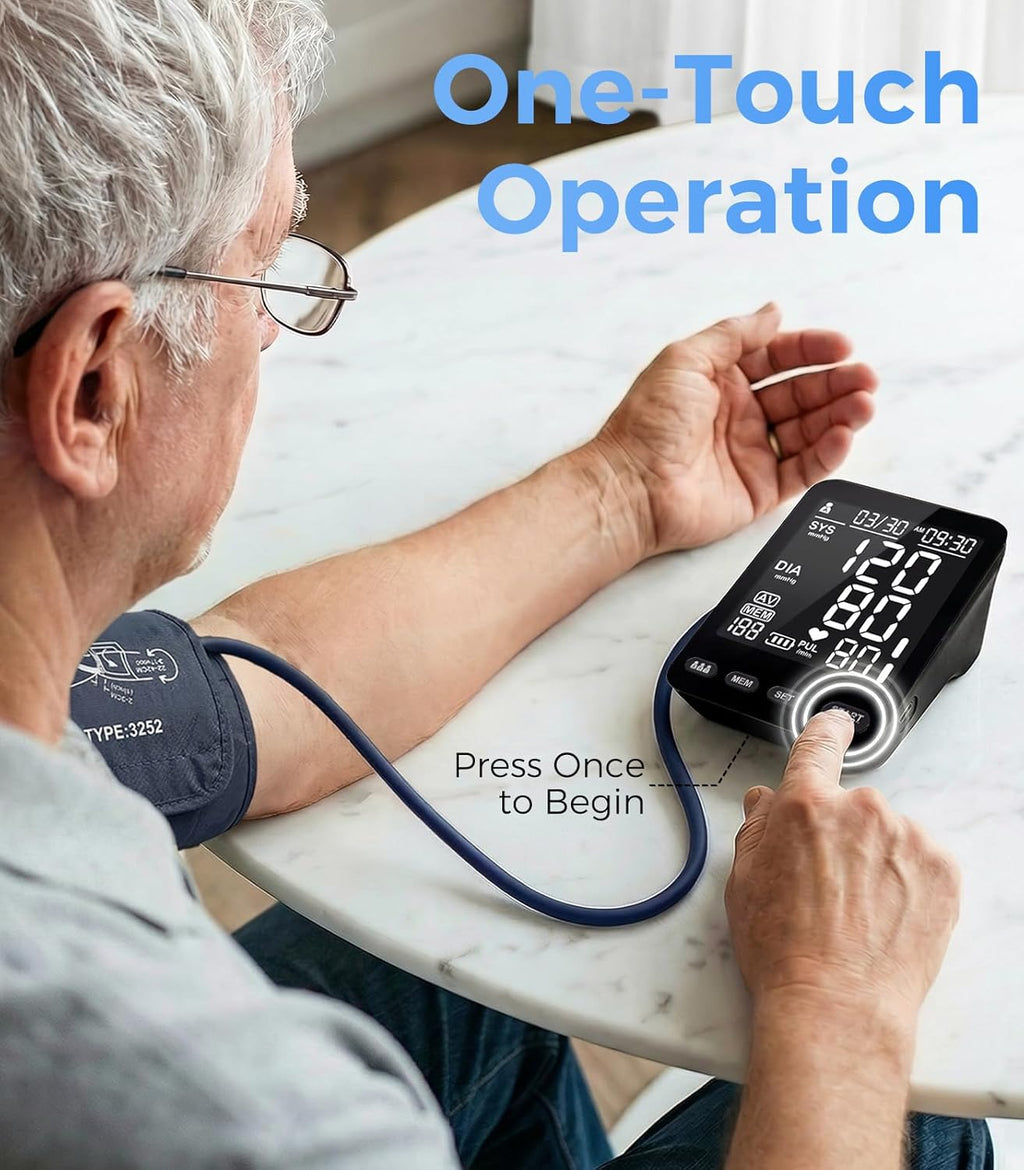 Automatic Upper Arm Blood Pressure Monitor for Home, Backlit LCD, 3 Users Memory


