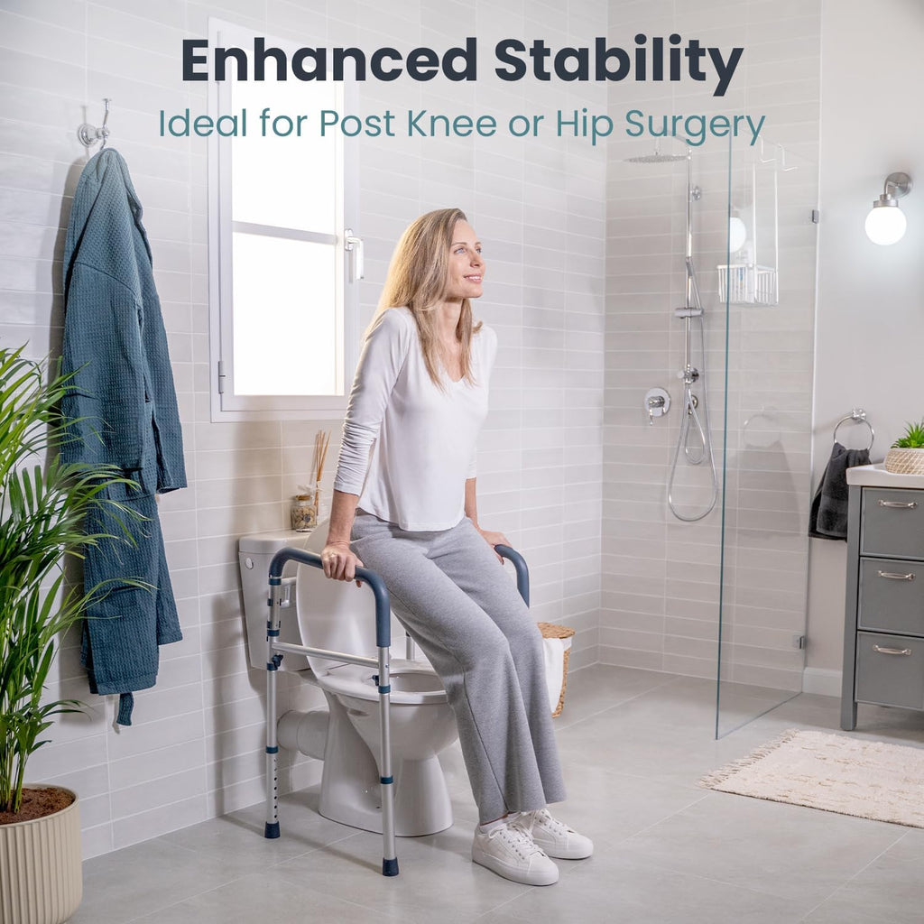 PELEGON Toilet Safety Rails 350 lb Adjustable Toilet Grab Bar Frame

