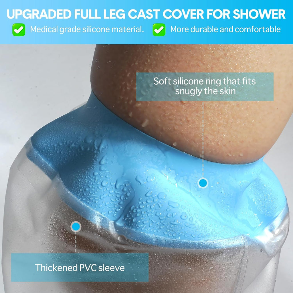Waterproof shower cast cover with silicone seal for fracture boots

