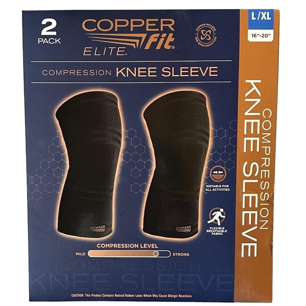 Copper Fit Elite Knee Compression Sleeve Knee Brace, Black, AIR Technology, Ventilated


