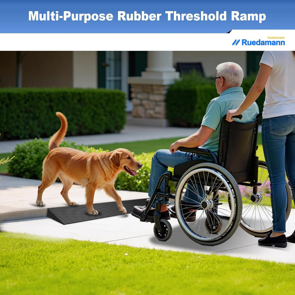 Ruedamann Rubber Threshold Ramp for Doorways, Non-Slip Wheelchair Access

