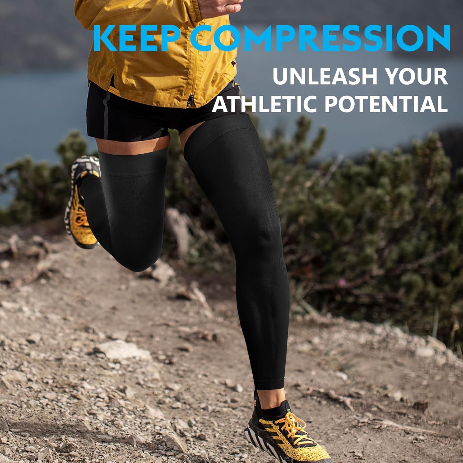 KEKING Full Leg Compression Sleeves Thigh High Unisex 20–30 mmHg Support

