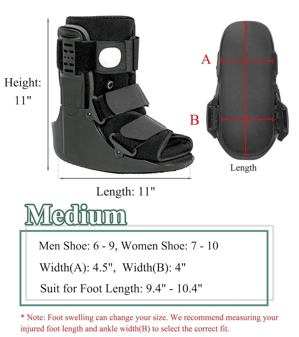 Jewlri Air Fracture Walking Boot with Rocker Sole, Ankle Support Brace


