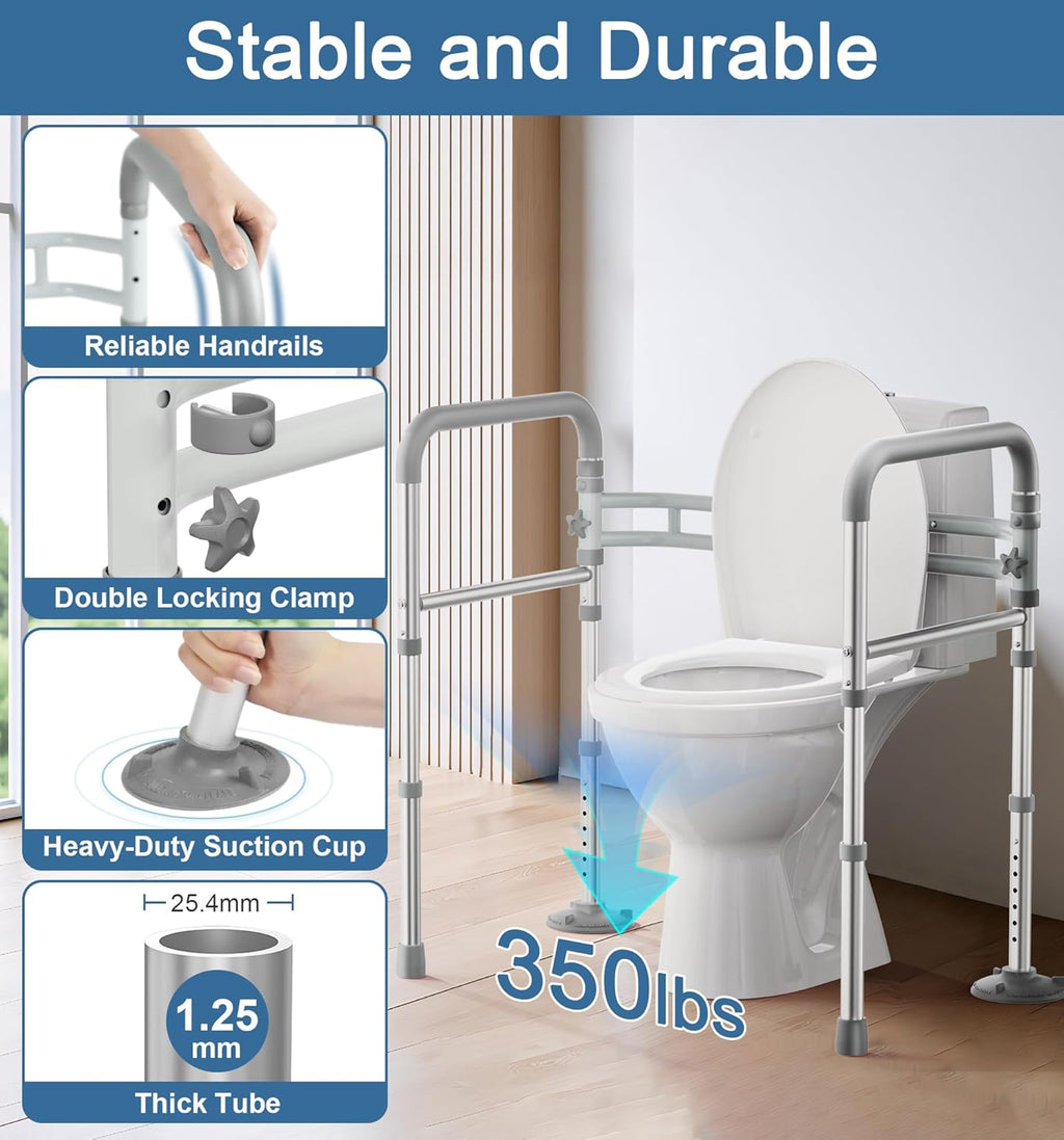 HOMLAND Toilet Safety Rail Adjustable Height Width Foldable 350 lb Toilet Handles

