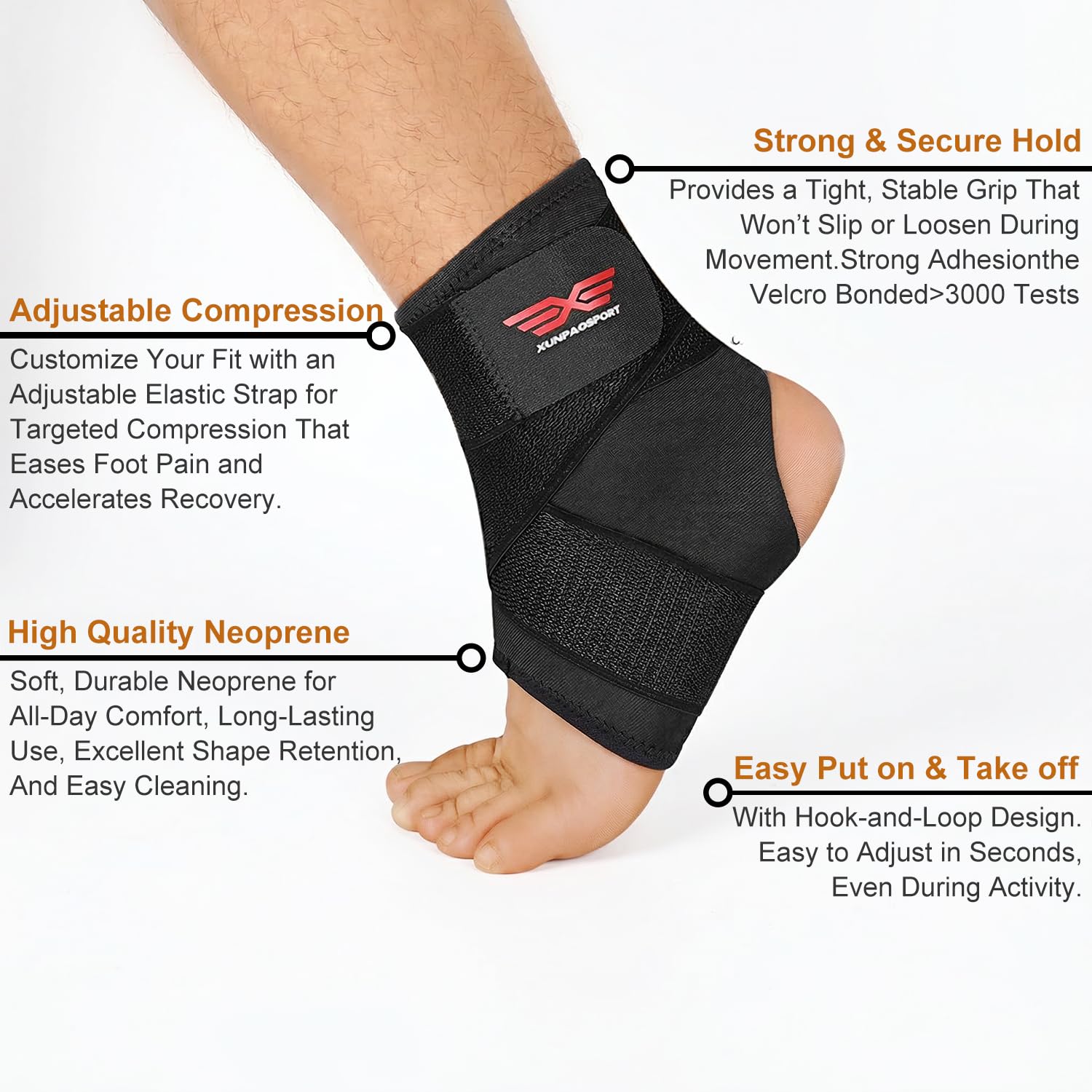 Vinaco Ankle Brace 360° Stabilizing Adjustable Neoprene Ankle Support Wrap

